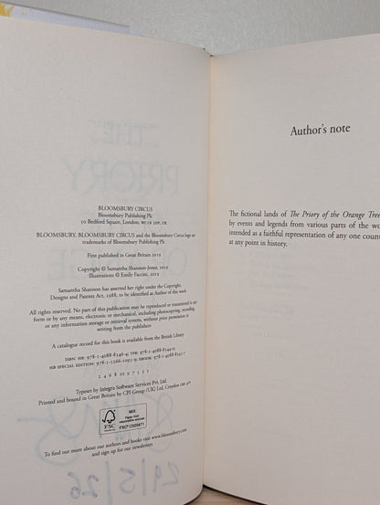 The Priory of the Orange Tree by Samantha Shannon (Signed Dated First Edition) - Fialta Books