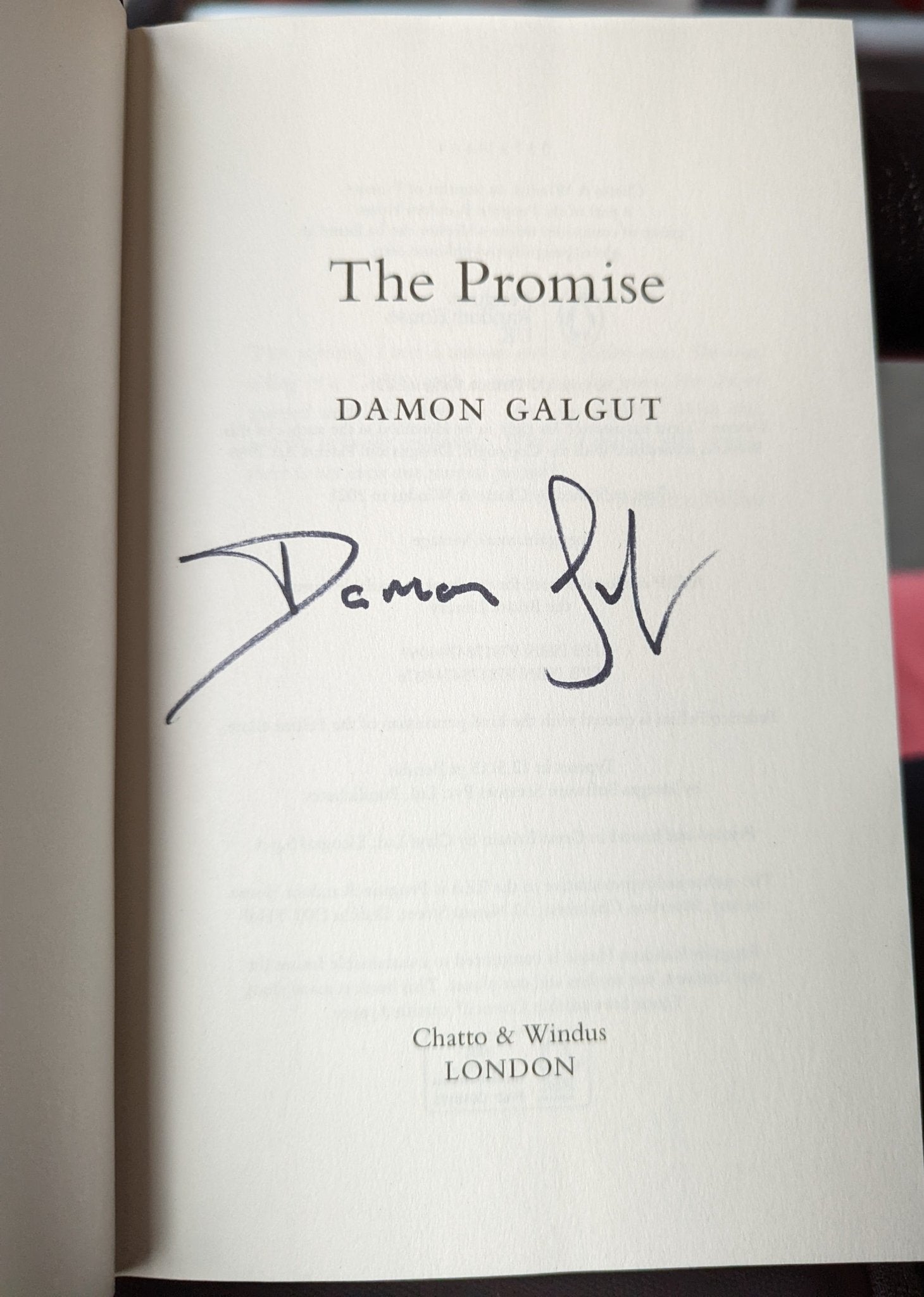 The Promise by Damon Galgut (Signed) - Fialta Books