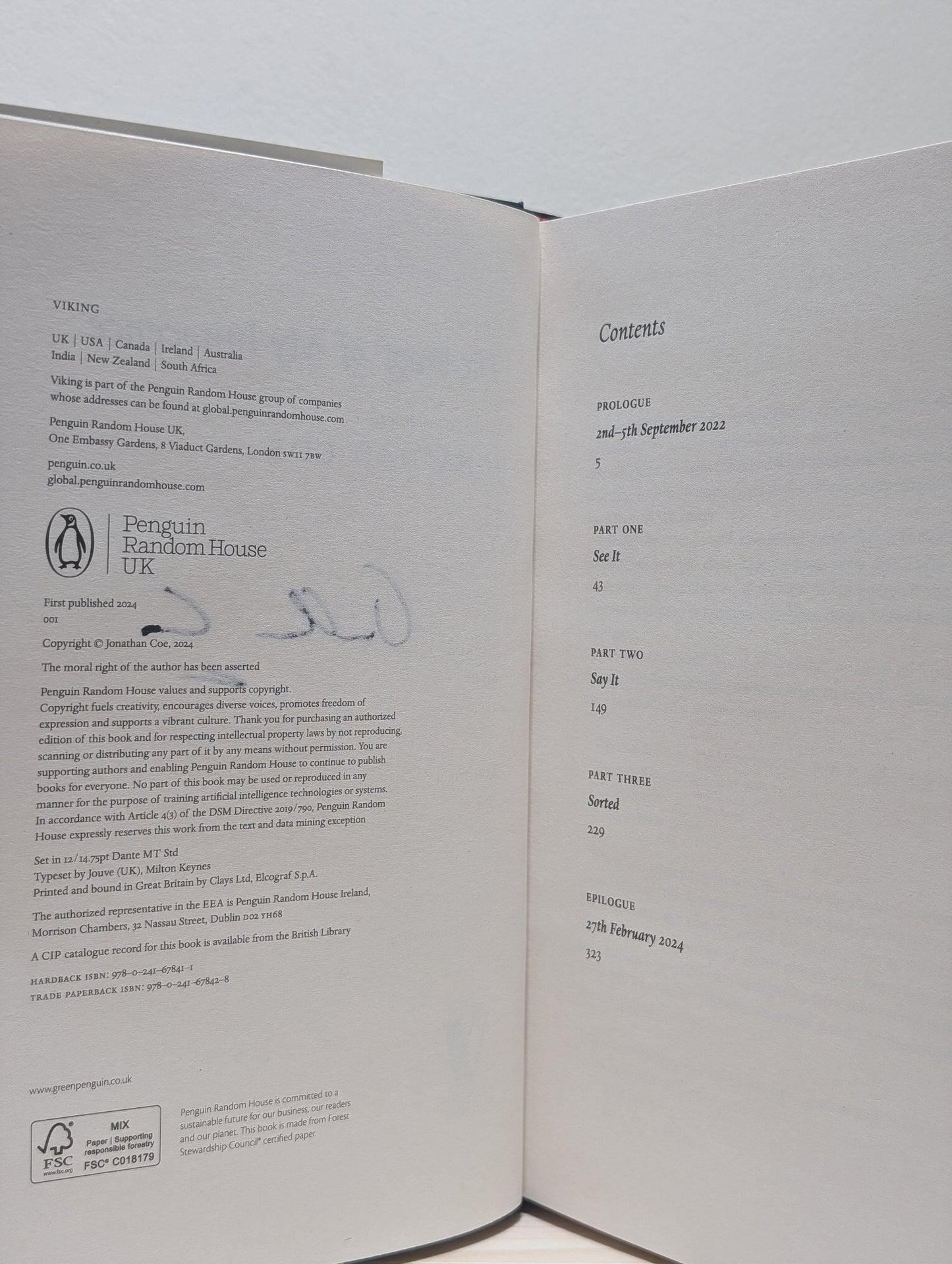 The Proof of My Innocence by Jonathan Coe (Signed) - Fialta Books