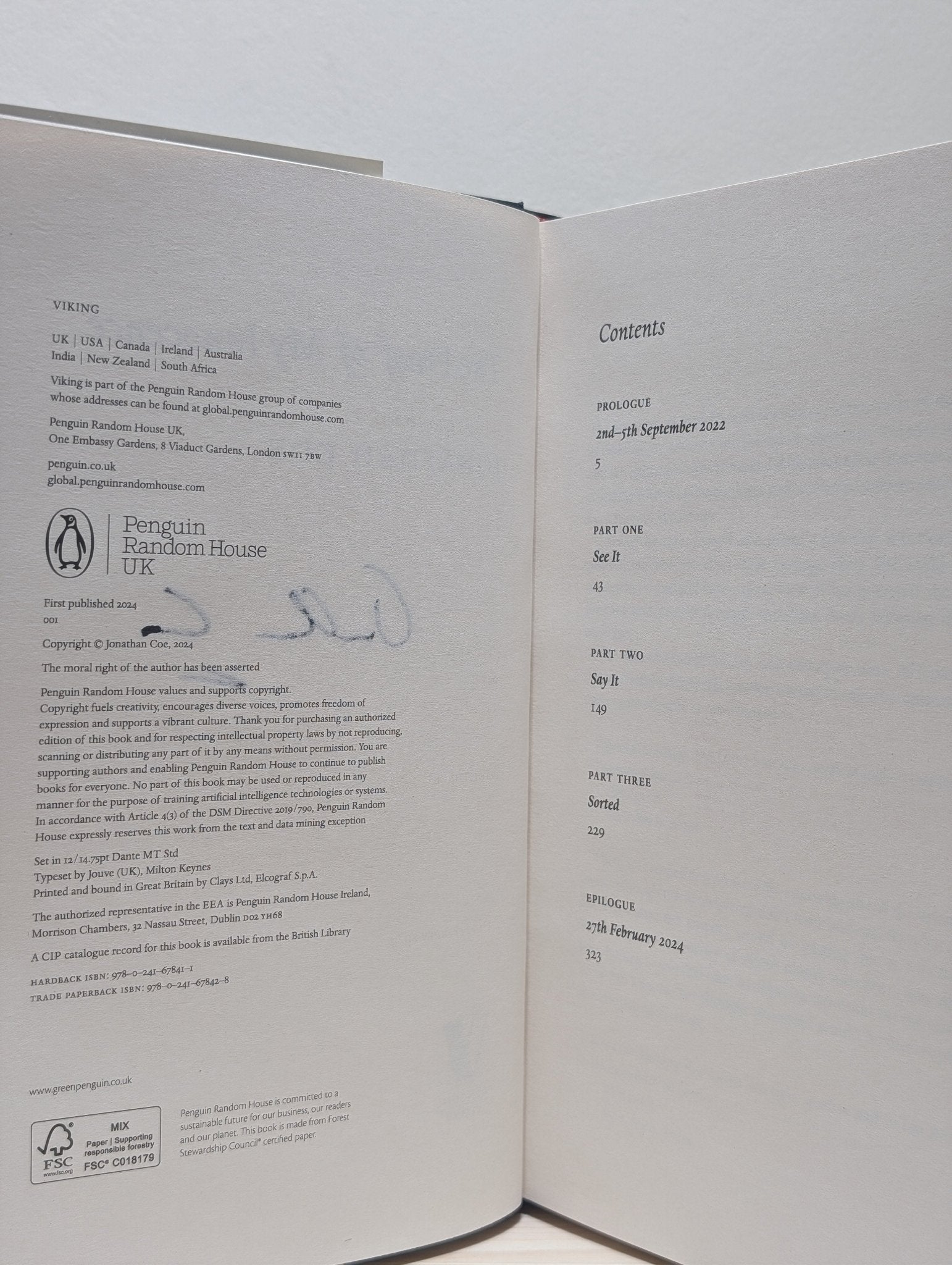 The Proof of My Innocence by Jonathan Coe (Signed) - Fialta Books