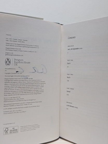 The Proof of My Innocence by Jonathan Coe (Signed) - Fialta Books