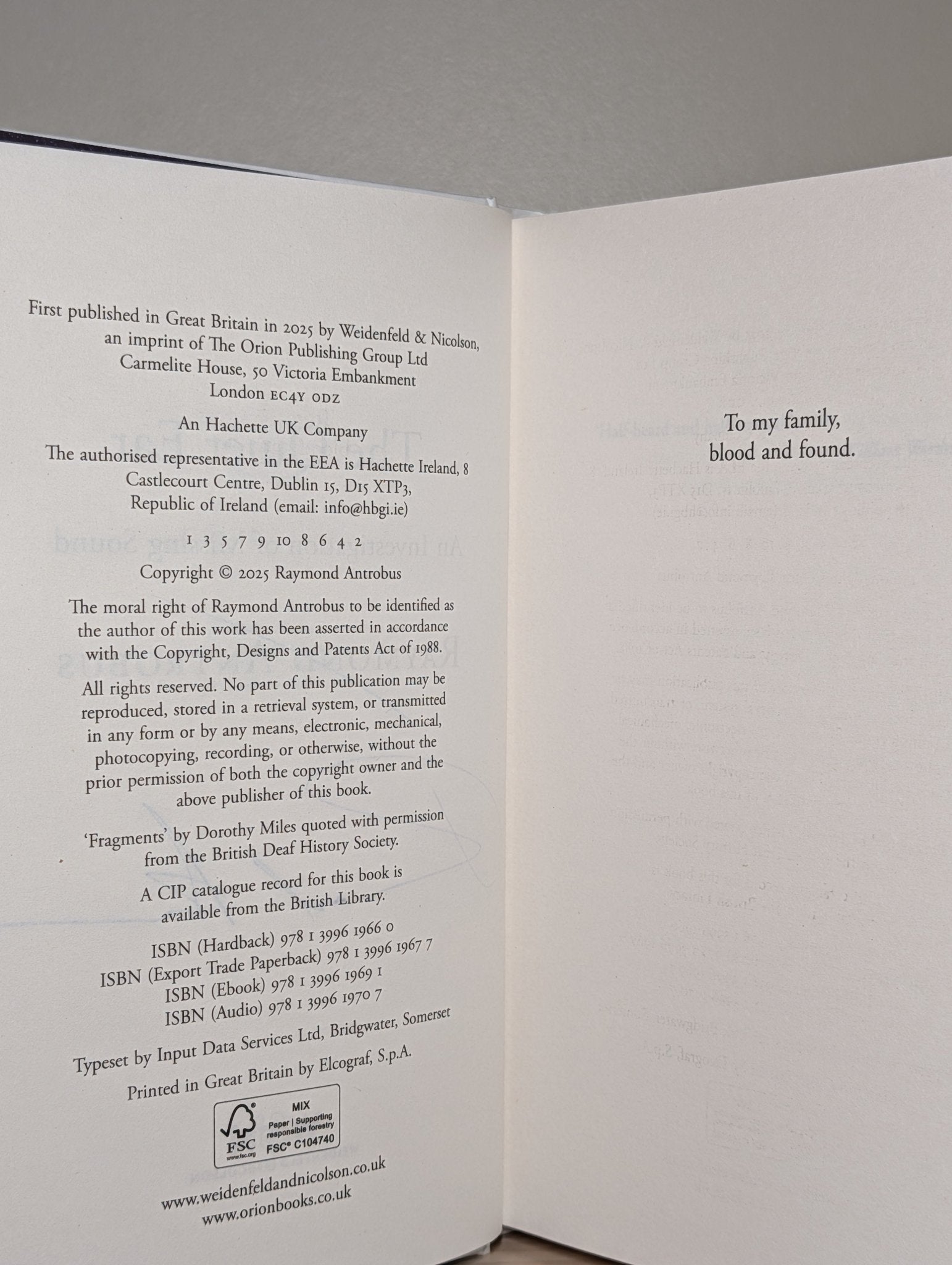 The Quiet Ear: An Investigation of Missing Sound by Raymond Antrobus (Signed First Edition) - Fialta Books