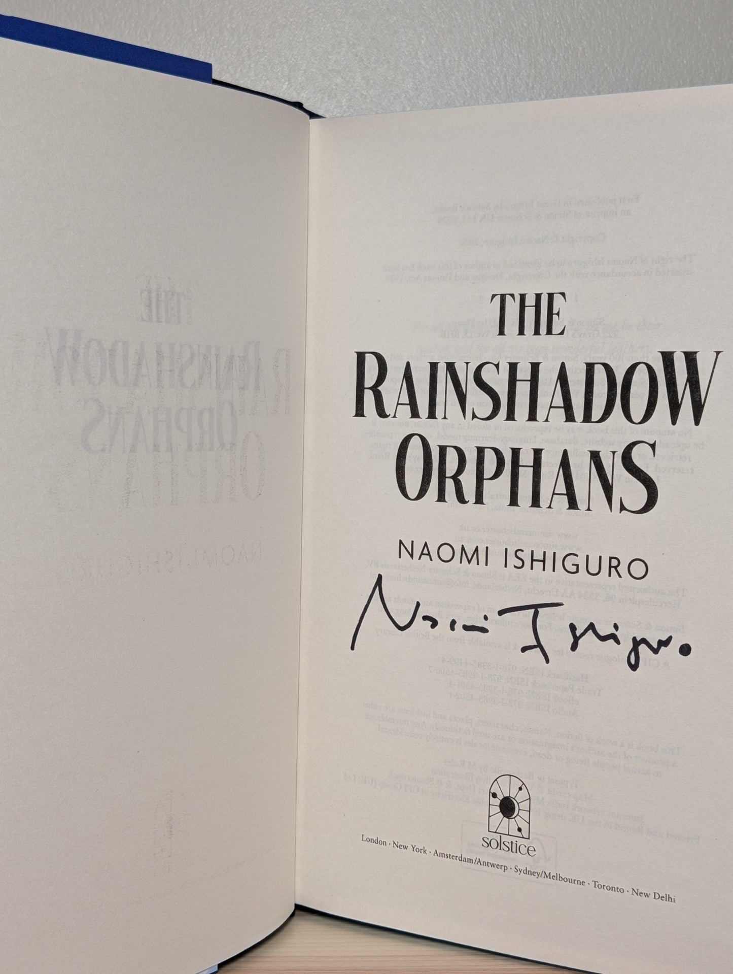 The Rainshadow Orphans by Naomi Ishiguro (Signed First Edition with sprayed edges) - Fialta Books