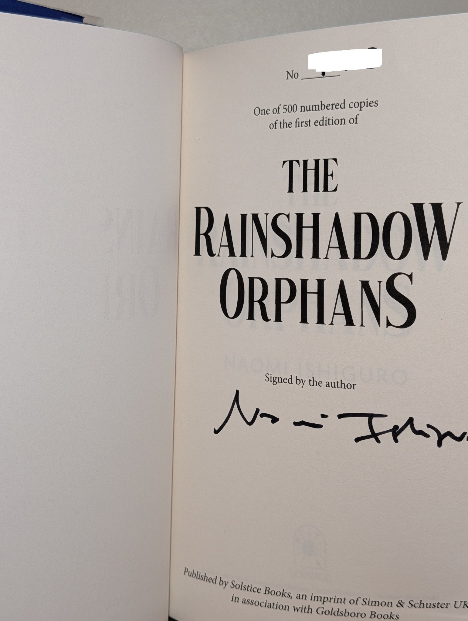 The Rainshadow Orphans by Naomi Ishiguro (Signed Numbered Edition with sprayed edges) - Fialta Books