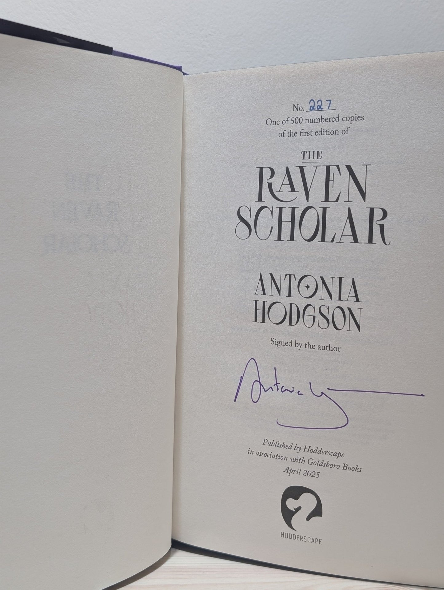 The Raven Scholar by Antonia Hodgson (Signed Numbered First Edition with sprayed edges) - Fialta Books
