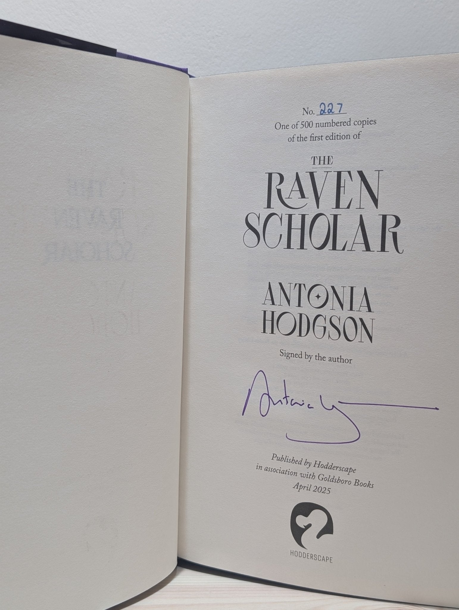 The Raven Scholar by Antonia Hodgson (Signed Numbered First Edition with sprayed edges) - Fialta Books