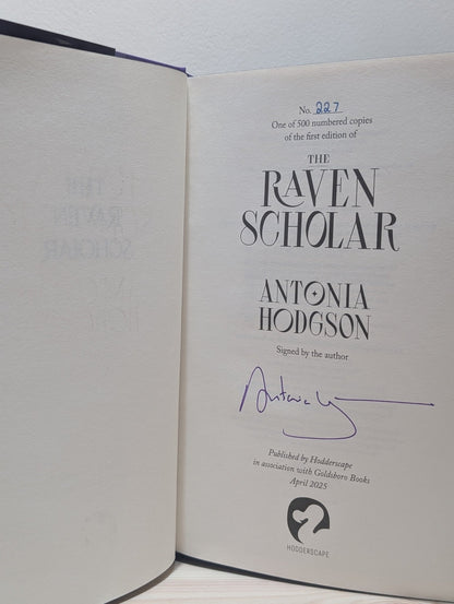 The Raven Scholar by Antonia Hodgson (Signed Numbered First Edition with sprayed edges) - Fialta Books