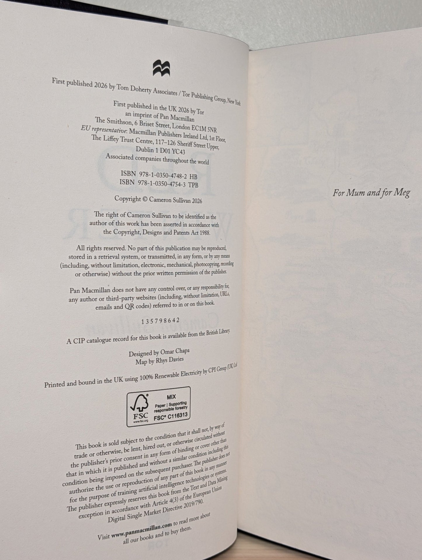 The Red Winter by Cameron Sullivan (Signed Numbered Edition with sprayed edges) - Fialta Books