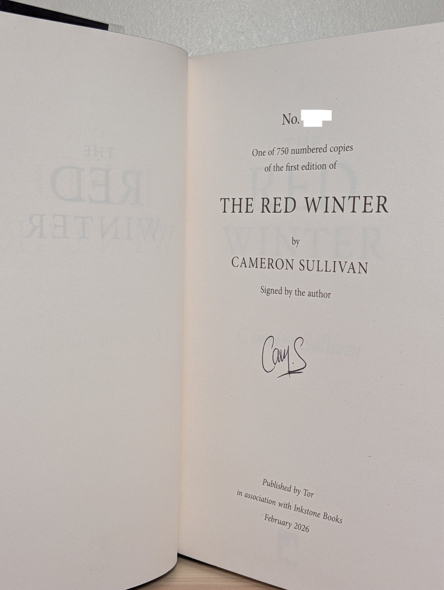 The Red Winter by Cameron Sullivan (Signed Numbered Edition with sprayed edges) - Fialta Books