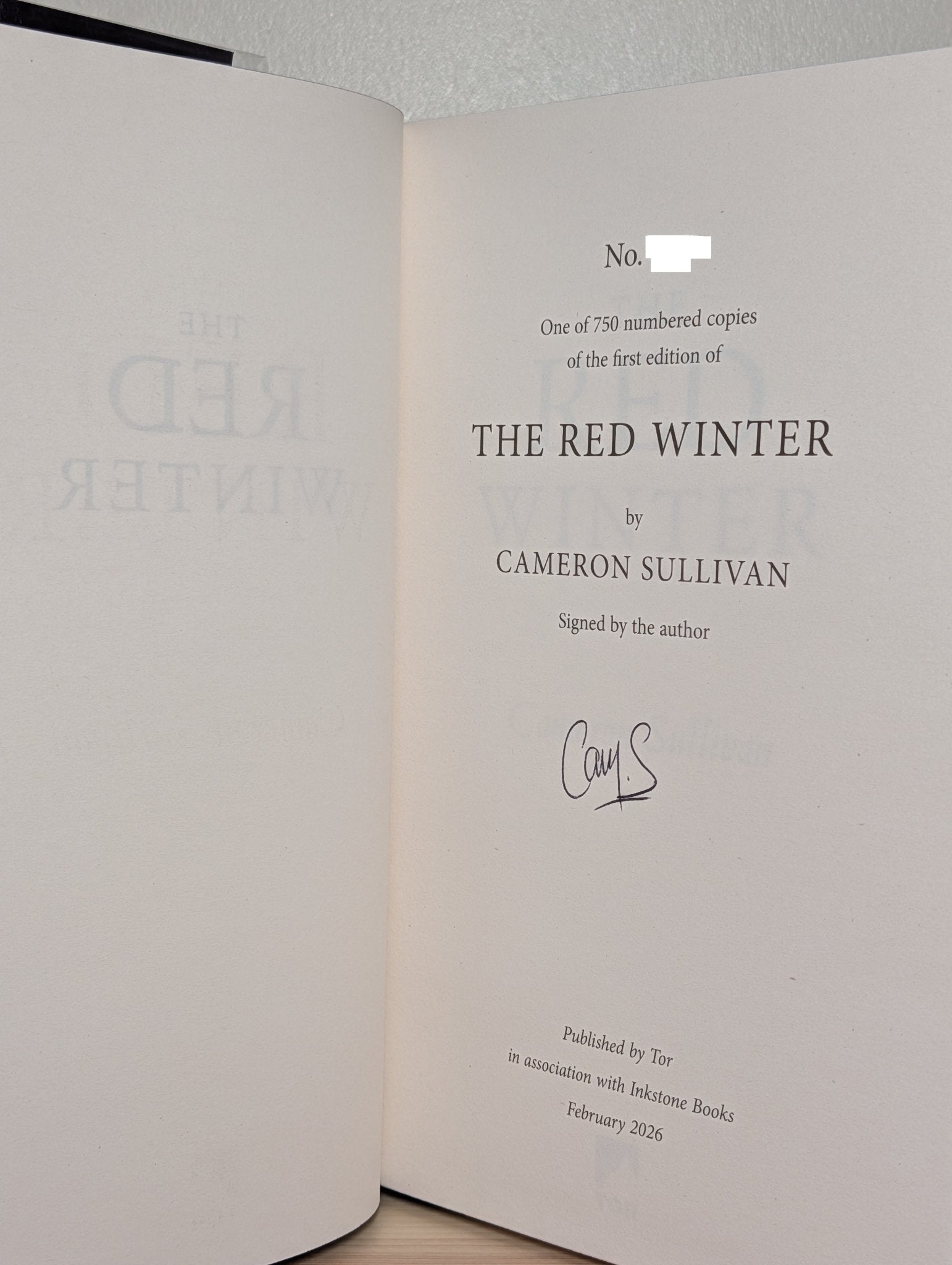 The Red Winter by Cameron Sullivan (Signed Numbered Edition with sprayed edges) - Fialta Books
