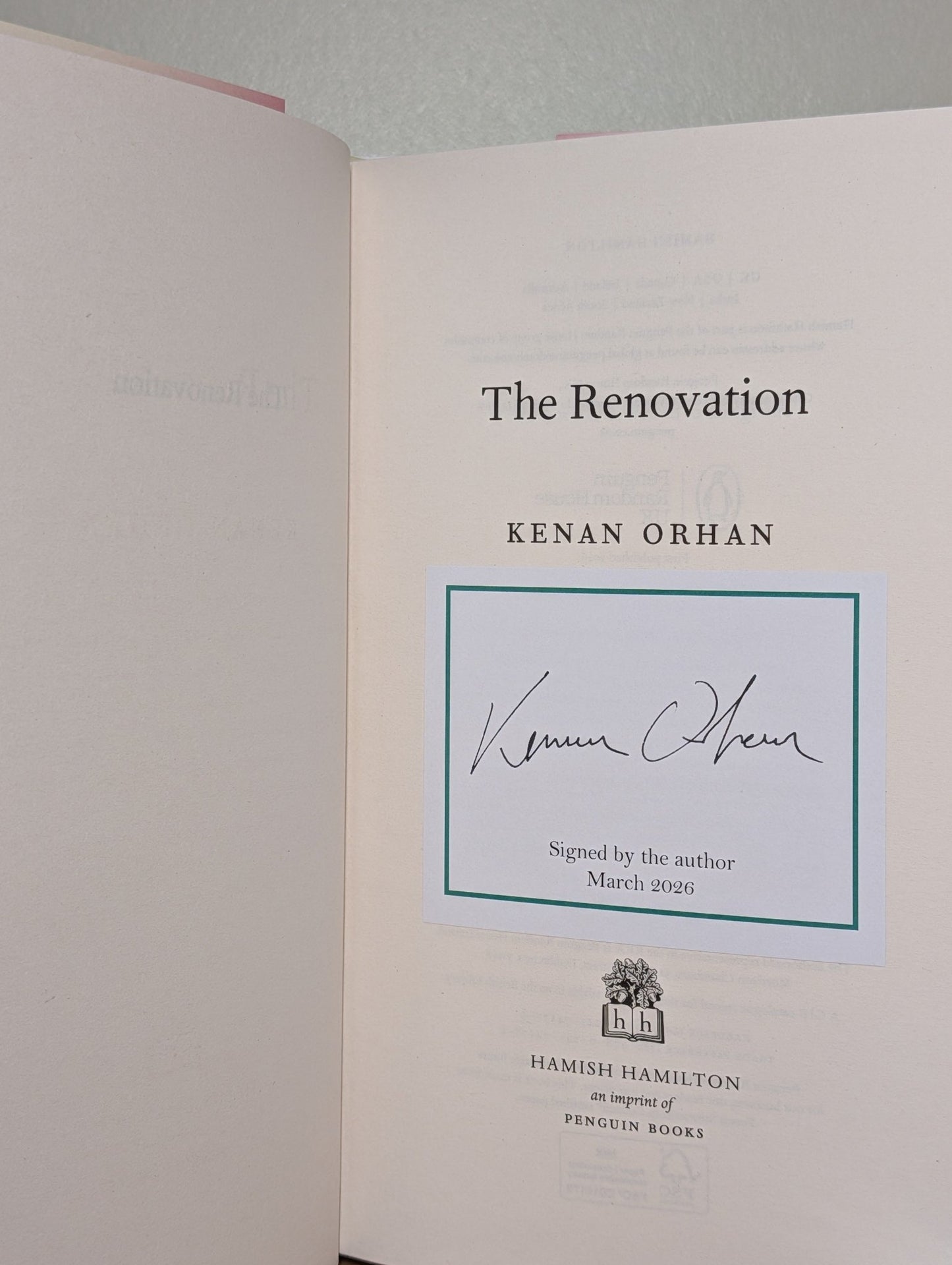 The Renovation by Kenan Orhan (Signed First Edition) - Fialta Books