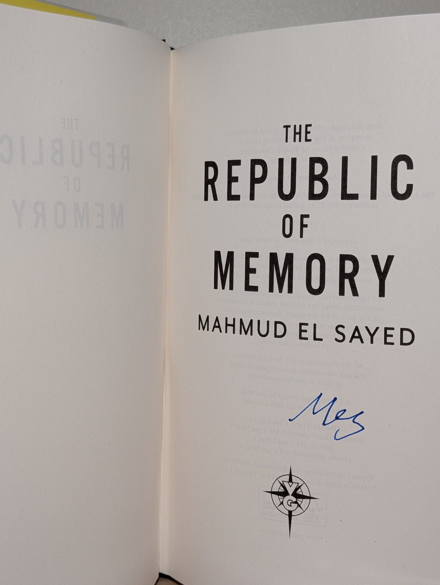 The Republic of Memory by Mahmud El Sayed (Signed First Edition) - Fialta Books