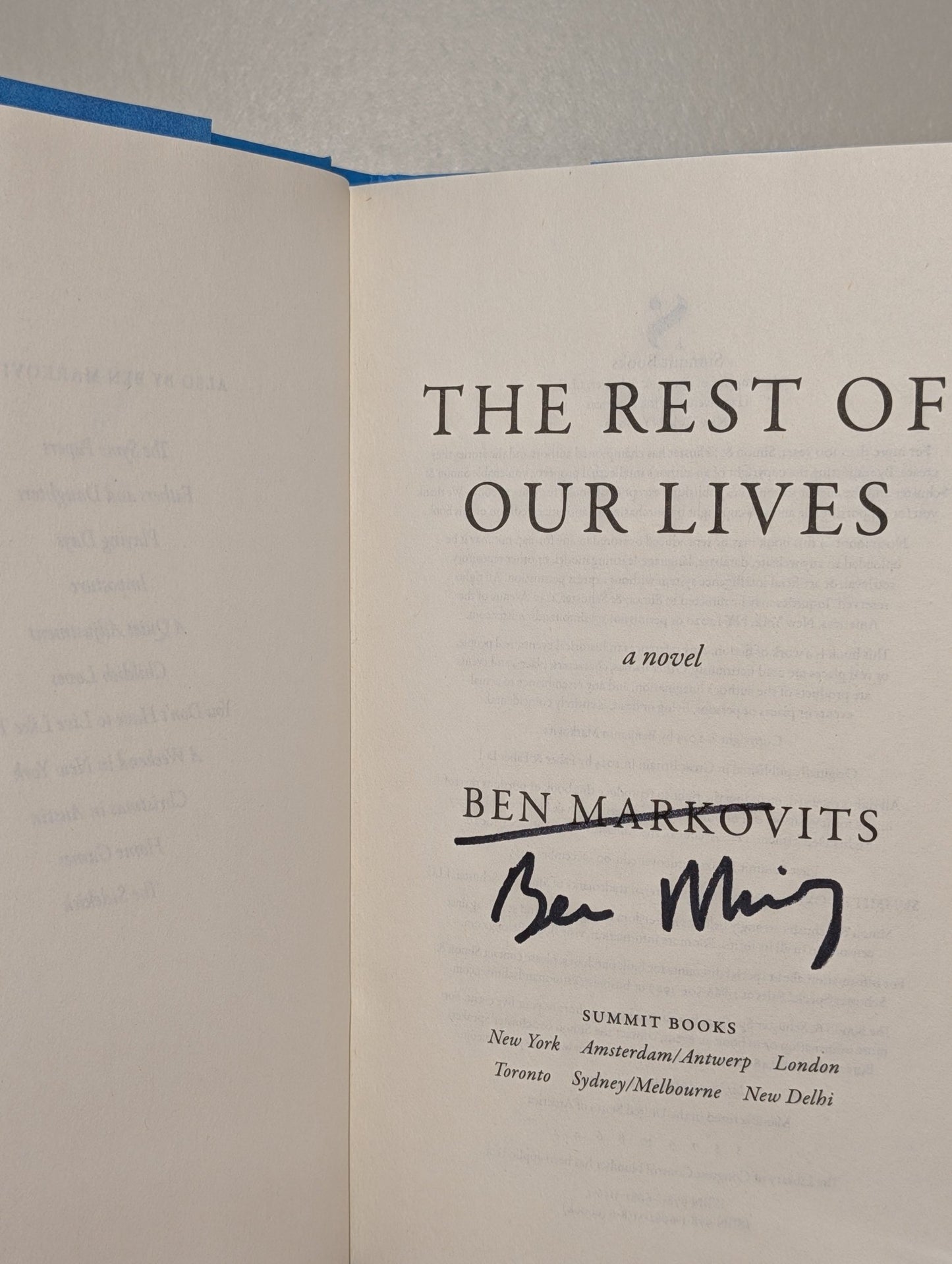 The Rest of Our Lives: A Novel by Ben Markovits (Signed First US Edition) - Fialta Books