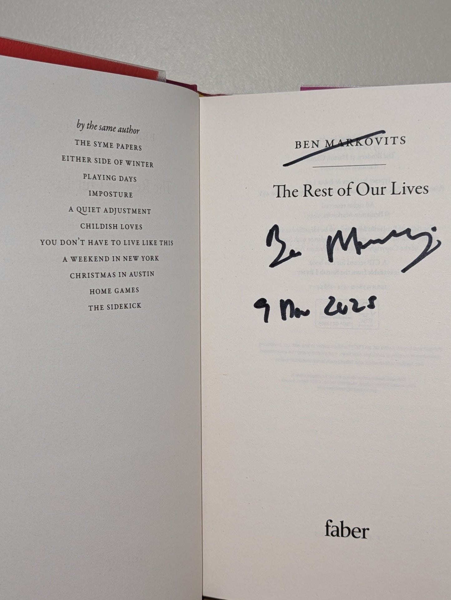 The Rest of Our Lives by Benjamin Markovits (Signed Dated) - Fialta Books