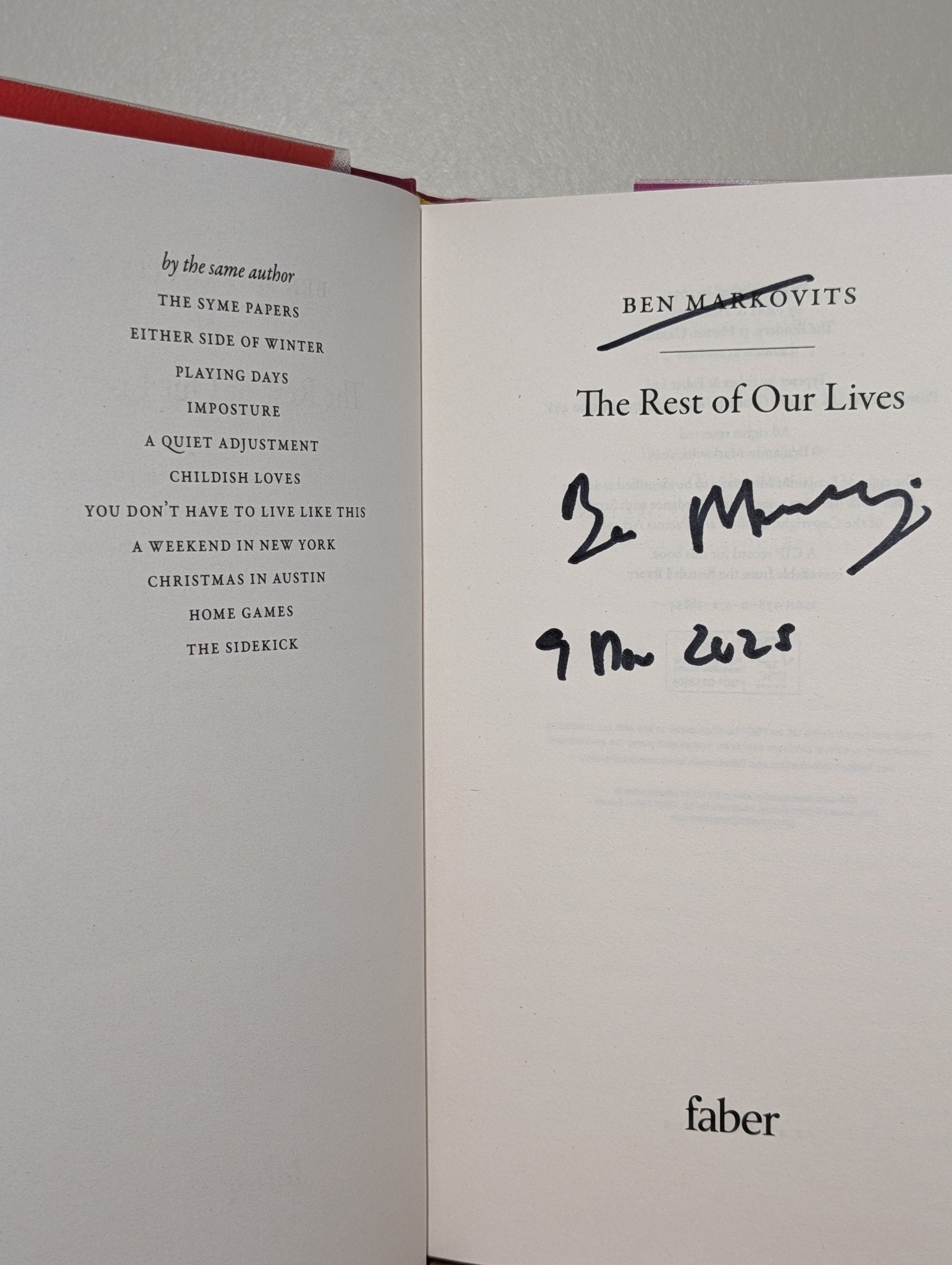 The Rest of Our Lives by Benjamin Markovits (Signed Dated) - Fialta Books