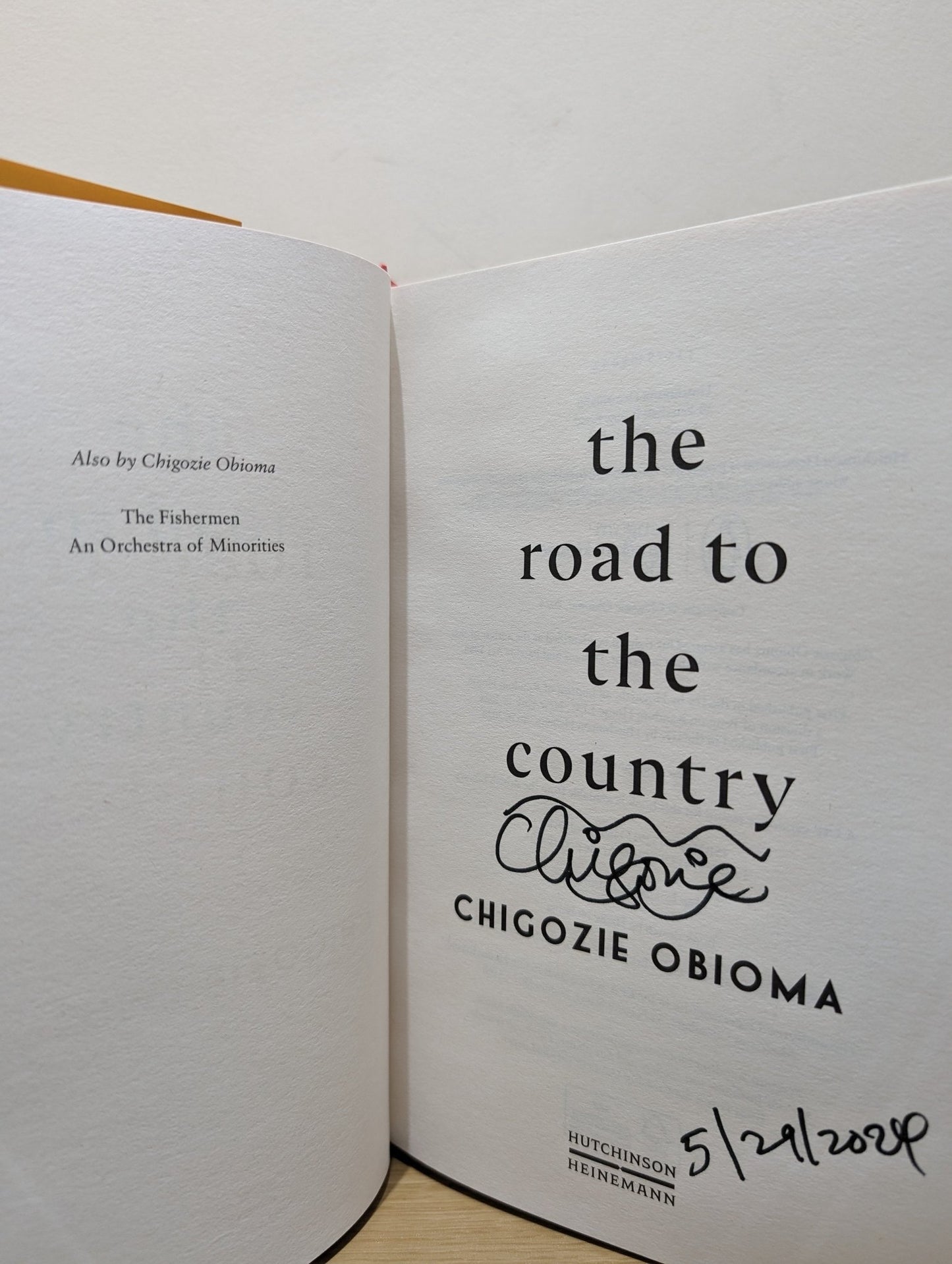 The Road to the Country by Chigozie Obioma (Signed Dated First Edition) - Fialta Books