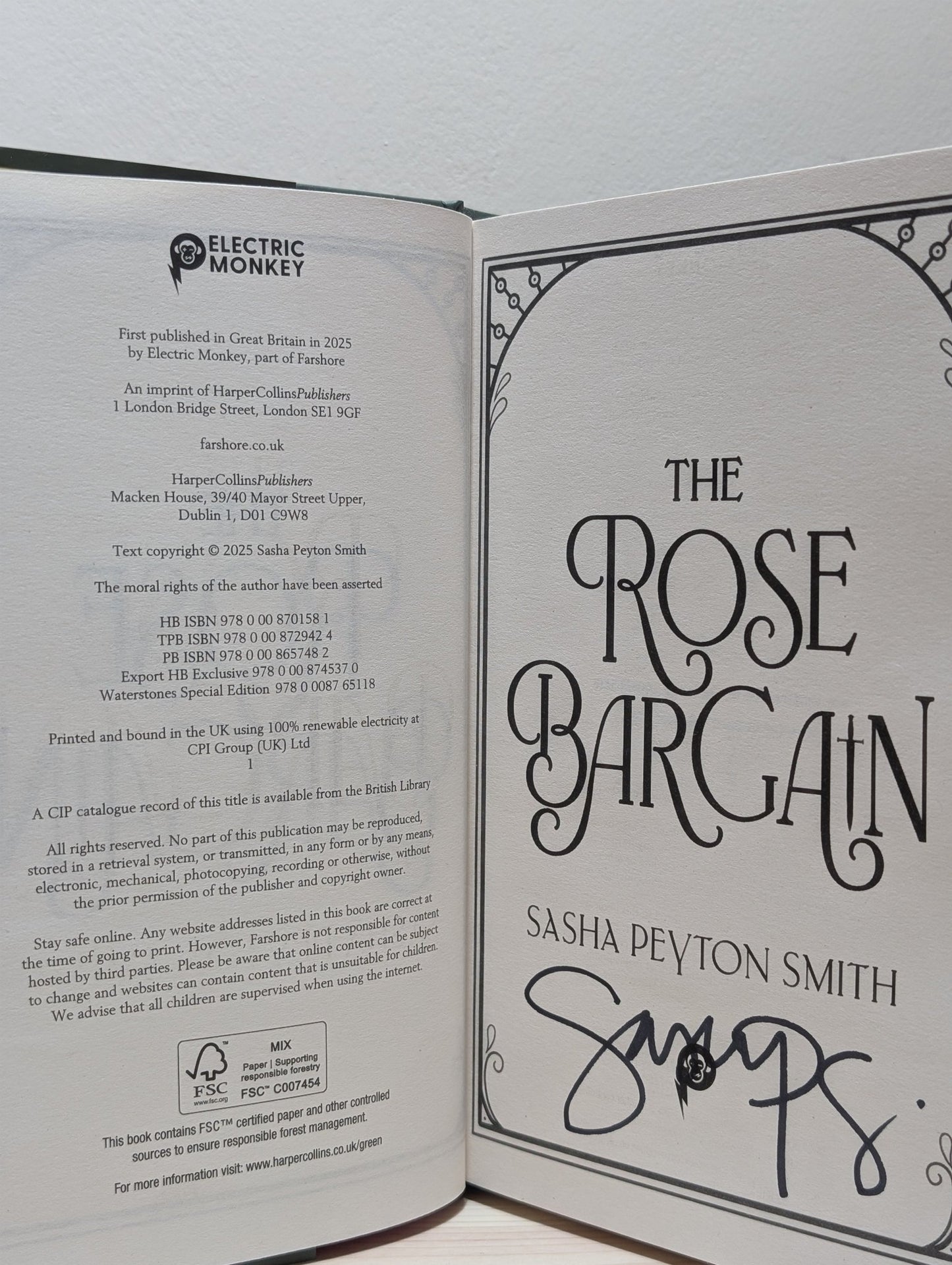 The Rose Bargain by Sasha Peyton Smith (Signed First Edition) - Fialta Books