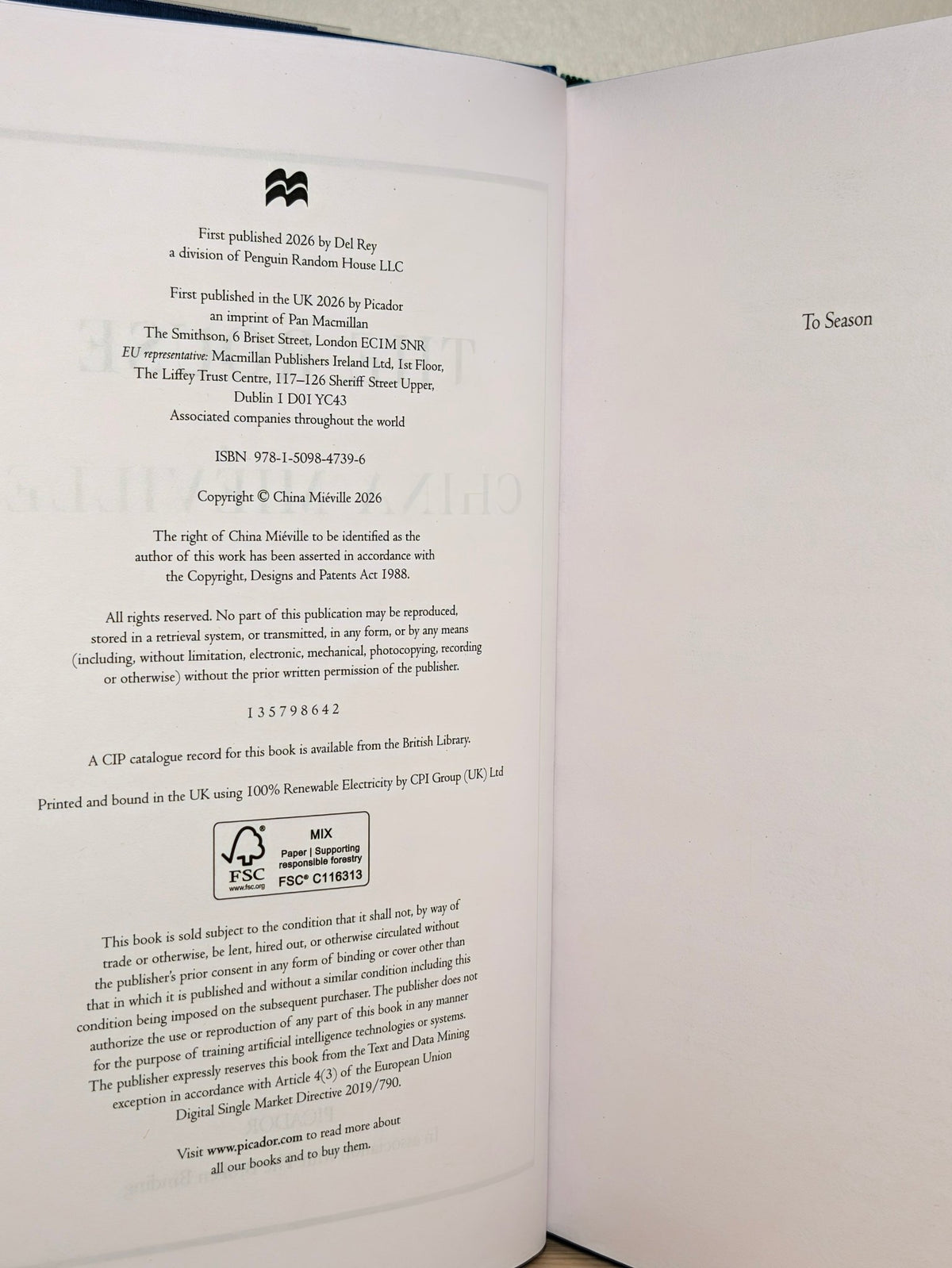 The Rouse by China Mieville (Signed Special Edition with sprayed edges) - Fialta Books