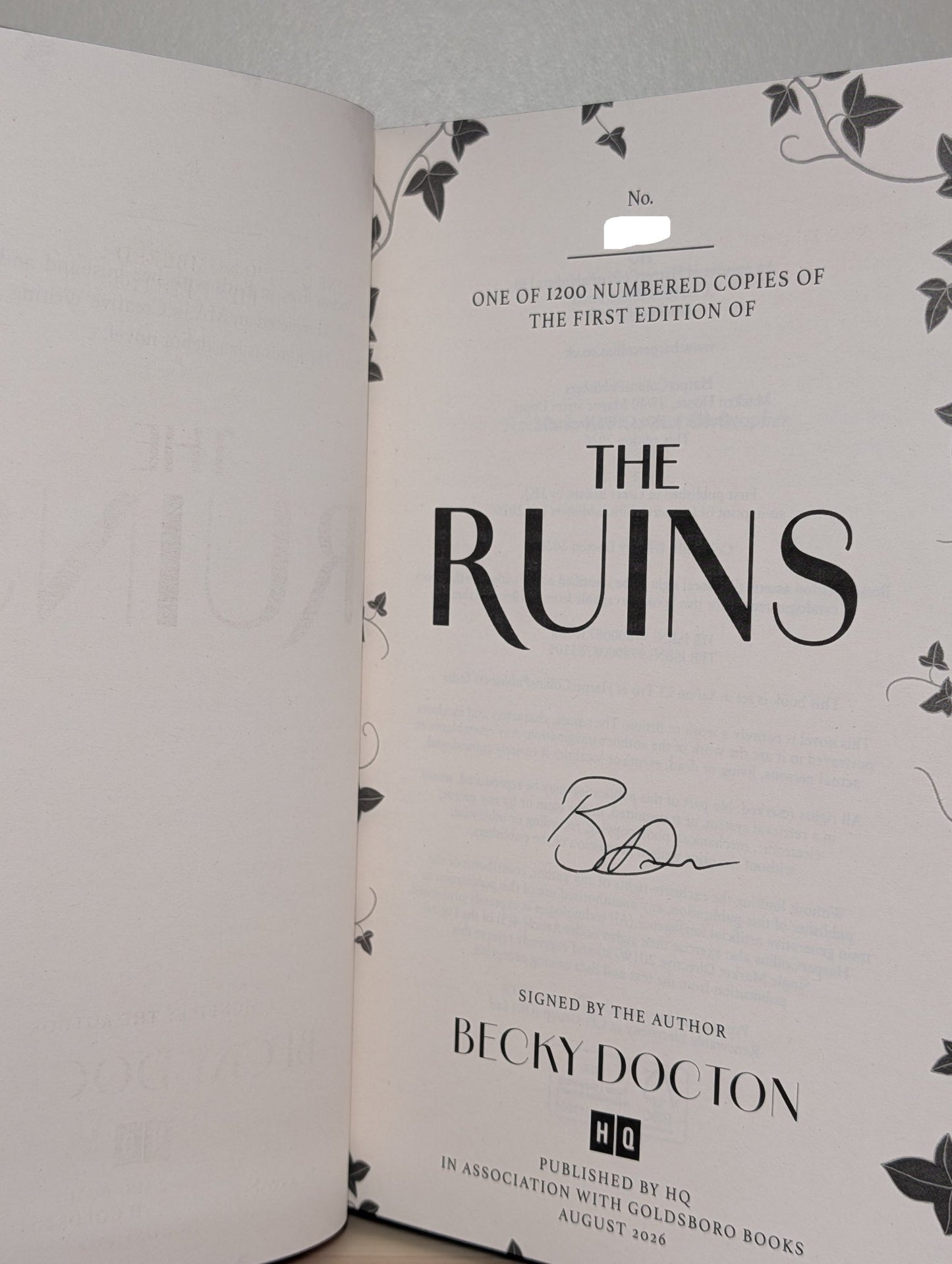 The Ruins by Becky Docton (Signed First Edition with sprayed edges) - Fialta Books