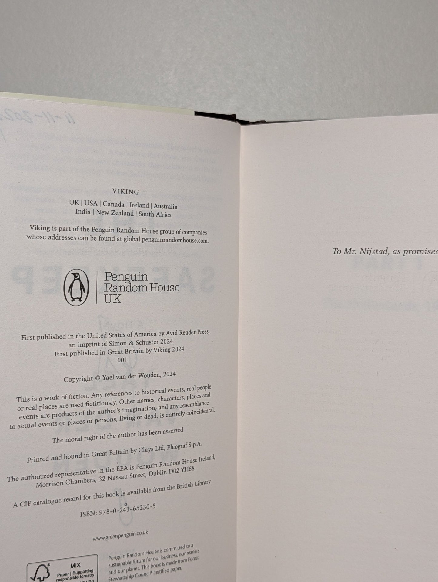 The Safekeep by Yael Van Der Wouden (Signed First Edition) - Fialta Books