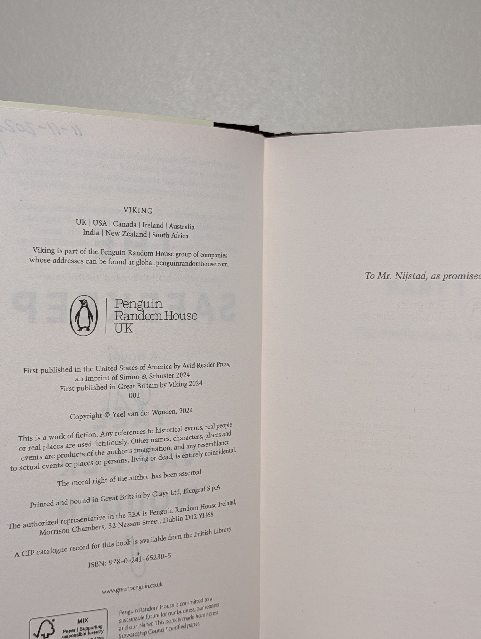 The Safekeep by Yael Van Der Wouden (Signed First Edition) - Fialta Books