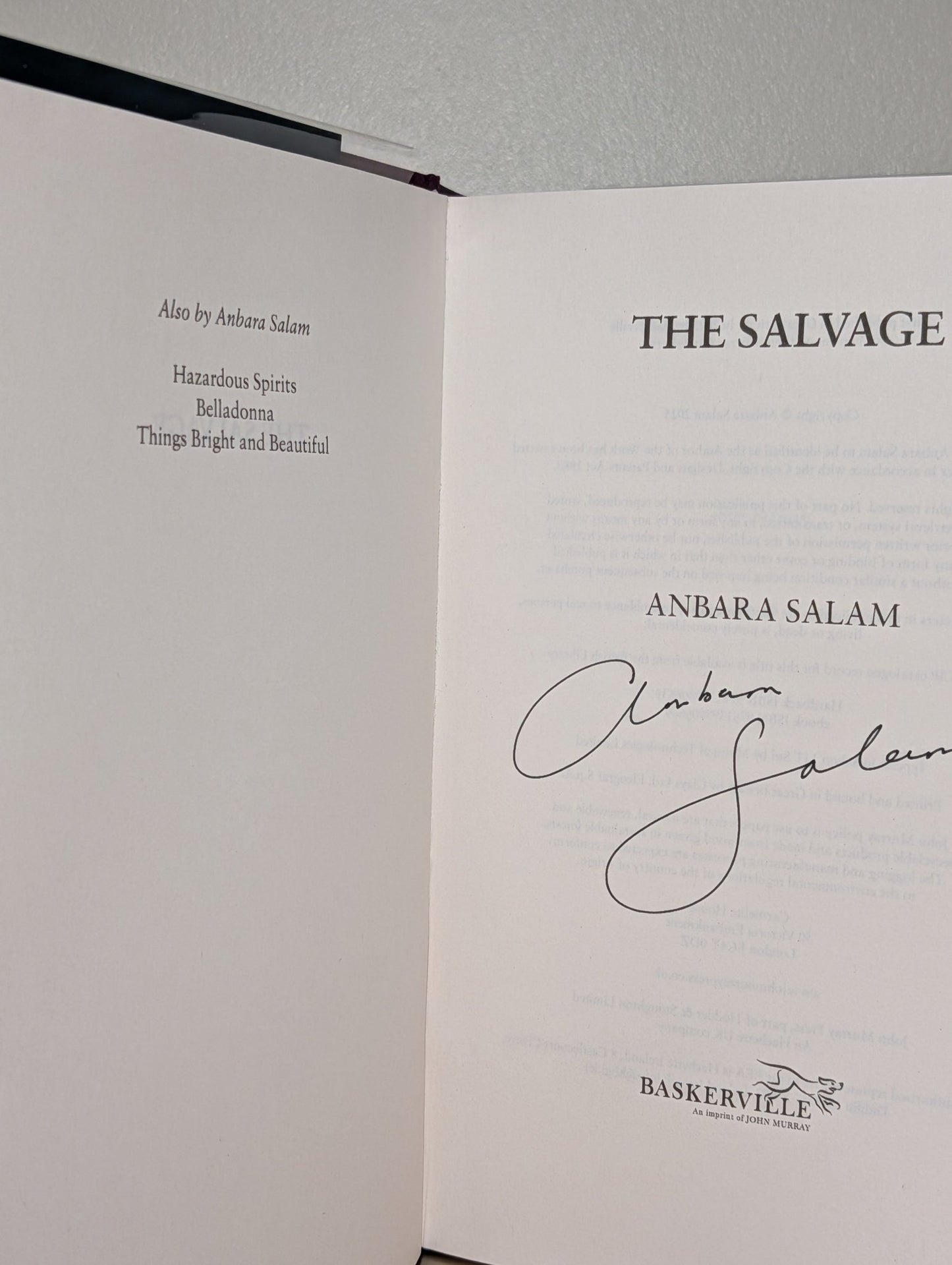 The Salvage by Anbara Salam (Signed First Edition) - Fialta Books