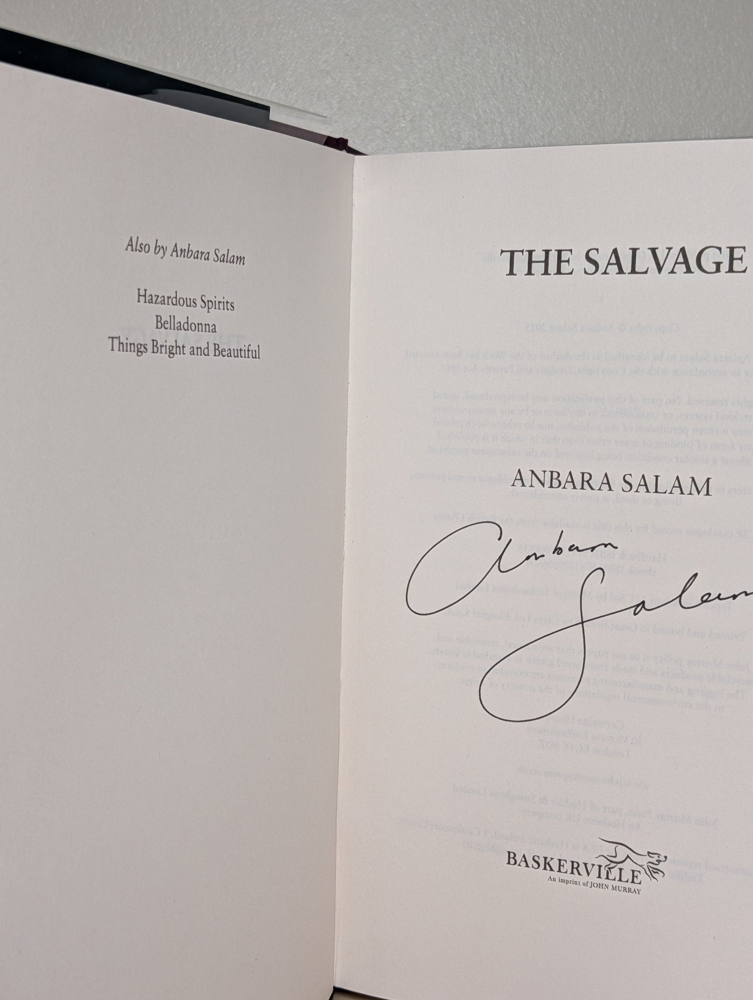 The Salvage by Anbara Salam (Signed First Edition) - Fialta Books