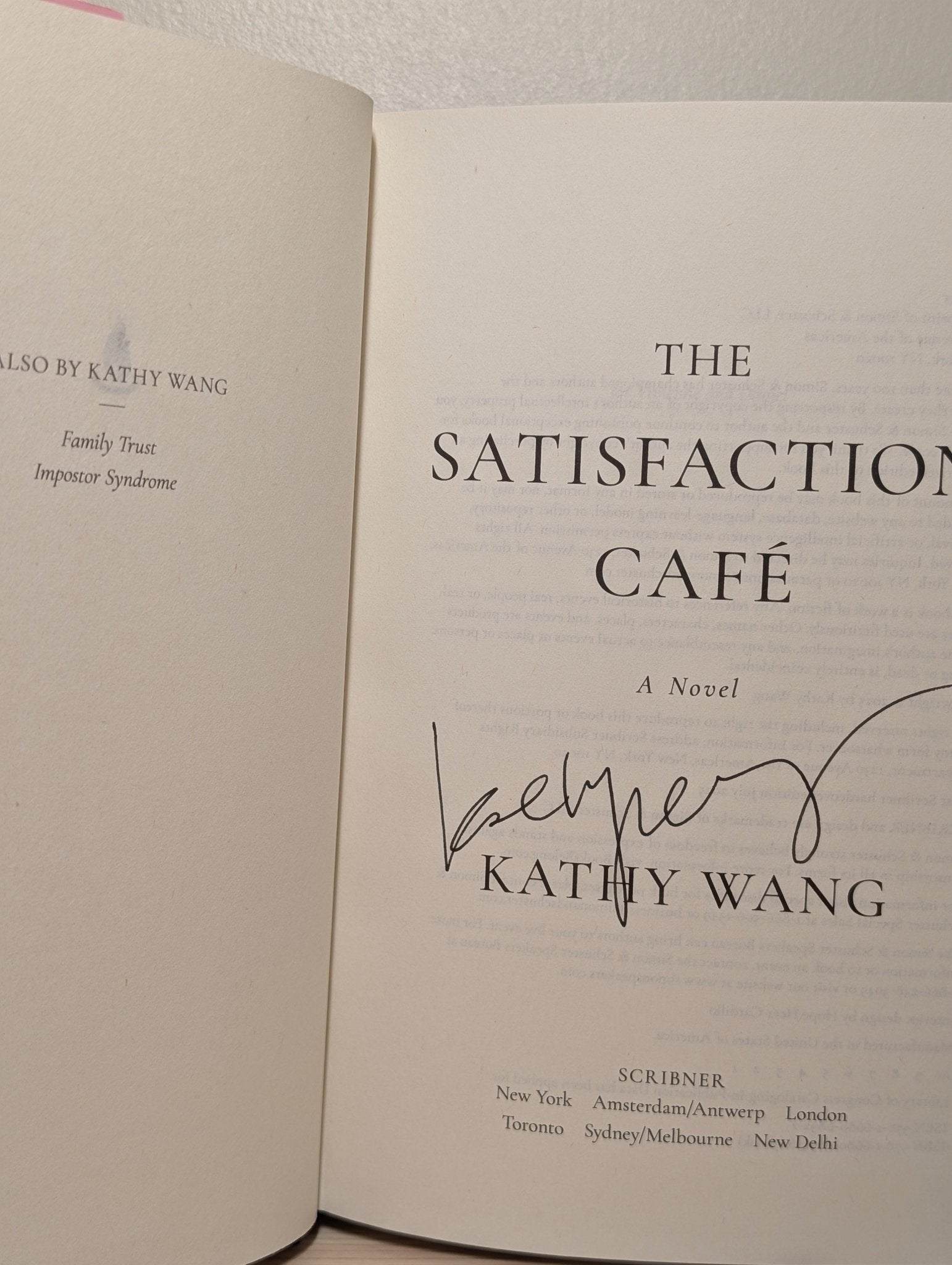 The Satisfaction Café: A Novel by Kathy Wang (Signed First Edition) - Fialta Books