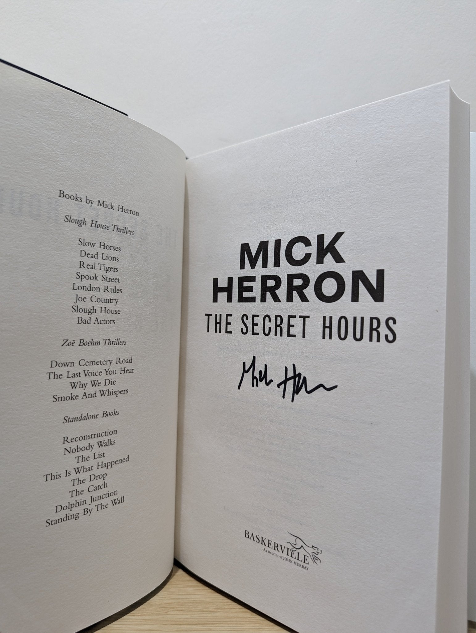 The Secret Hours by Mick Herron (Signed First Edition) - Fialta Books