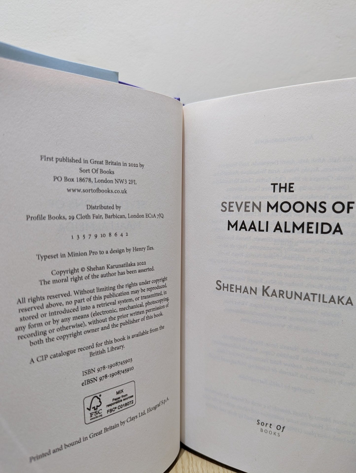 The Seven Moons of Maali Almeida by Shehan Karunatilaka (First Edition) - Fialta Books