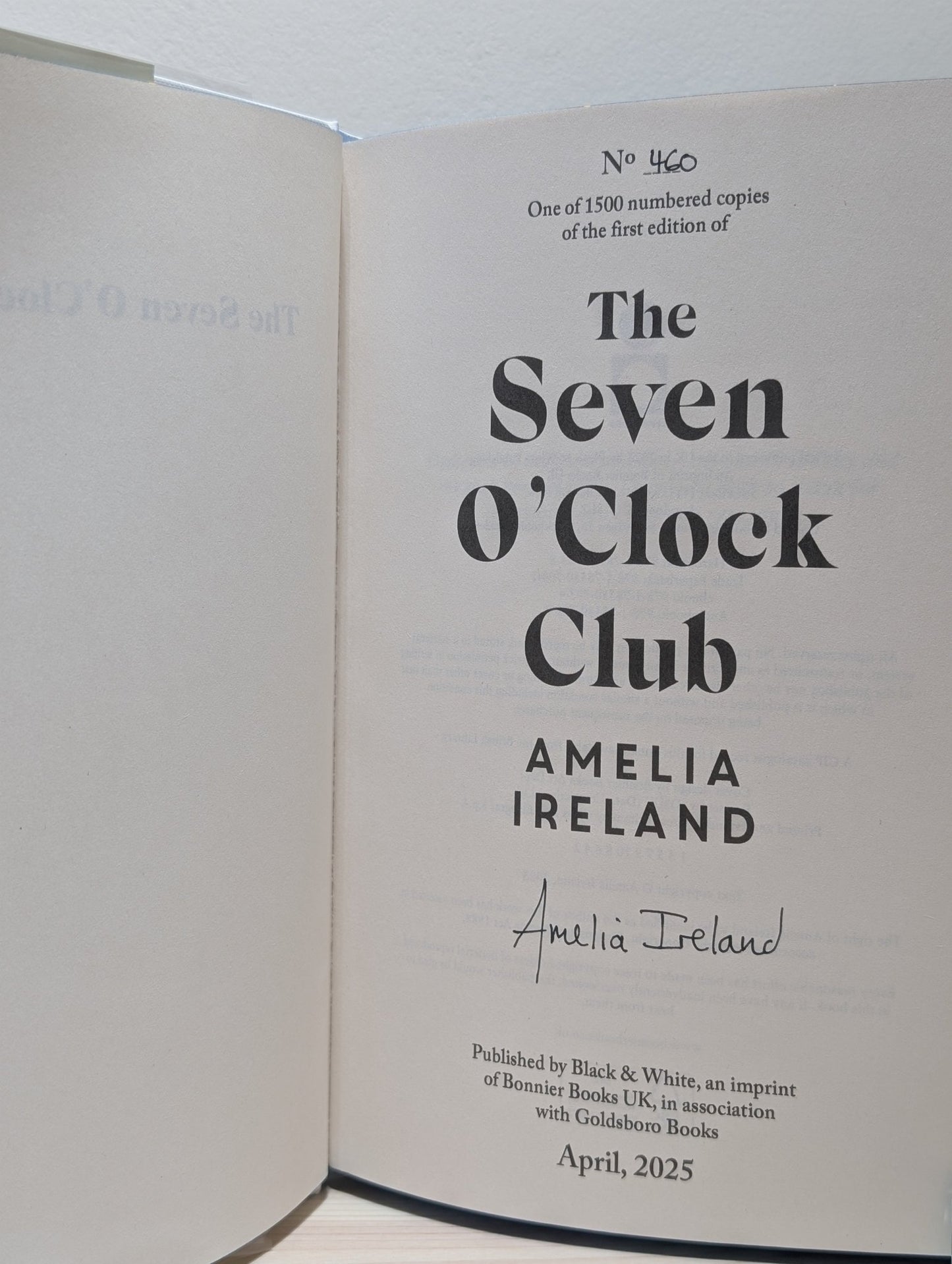The Seven O'Clock Club by Amelia Ireland (Signed Numbered First Edition with sprayed edges) - Fialta Books