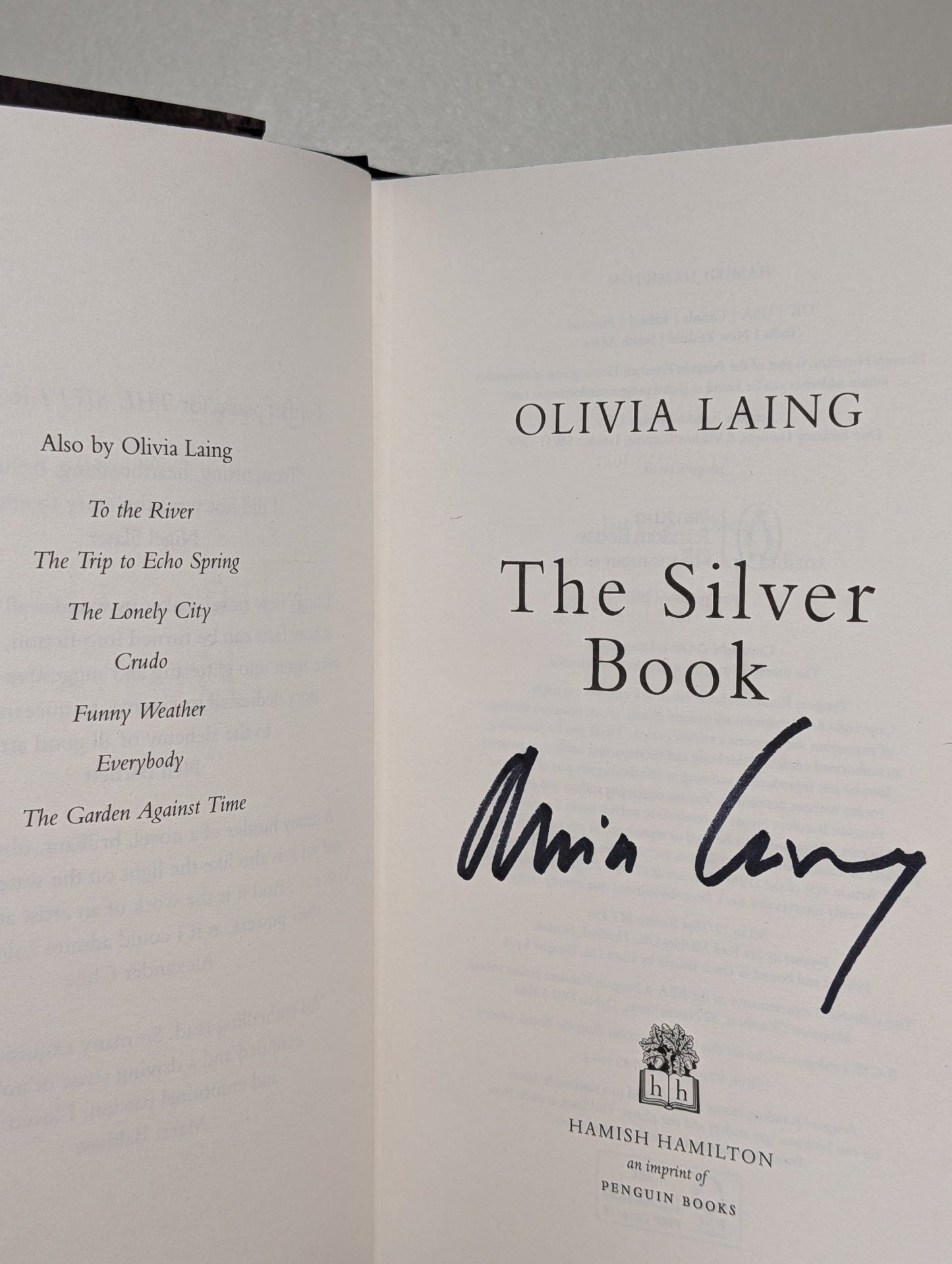 The Silver Book by Olivia Laing (Signed First Edition with sprayed edges) - Fialta Books