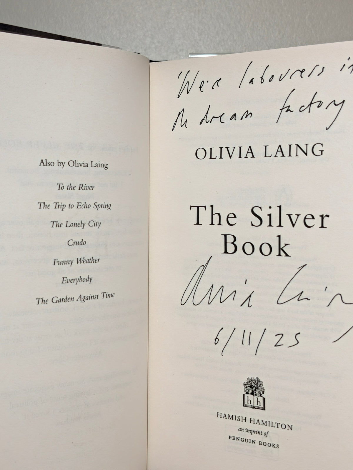 The Silver Book by Olivia Laing (Signed Lined First Edition) - Fialta Books