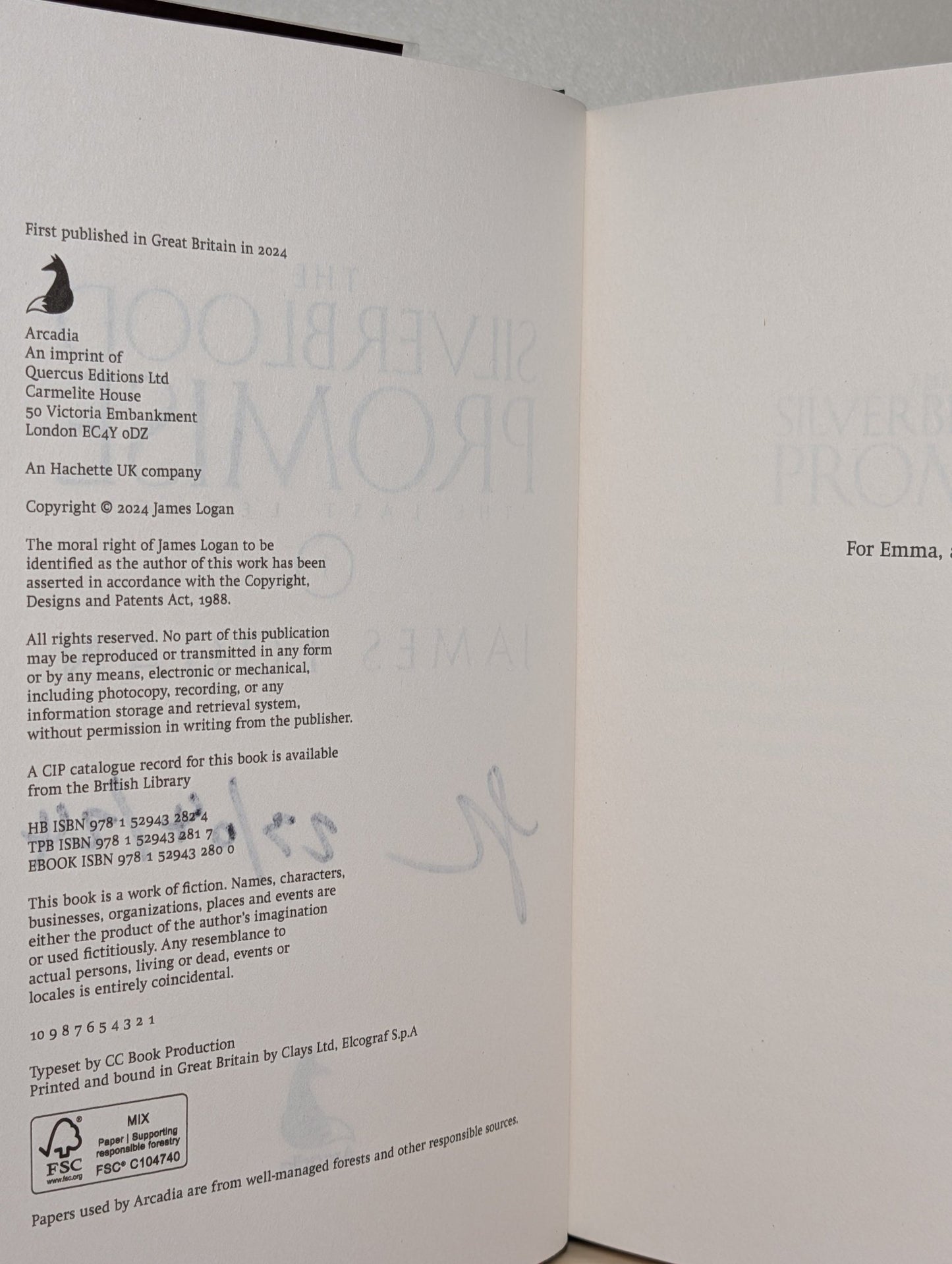 The Silverblood Promise; Blackfire Blade by James Logan (Signed First Edition Set) - Fialta Books