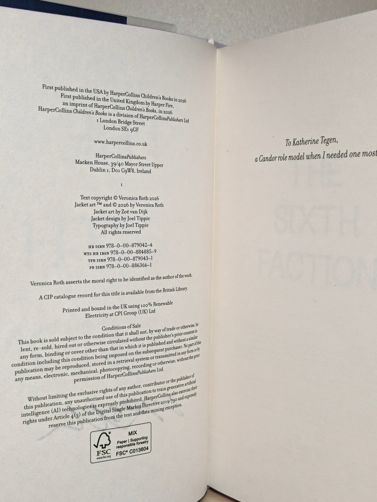 The Sixth Faction by Veronica Roth (Signed First Edition with sprayed edges) - Fialta Books