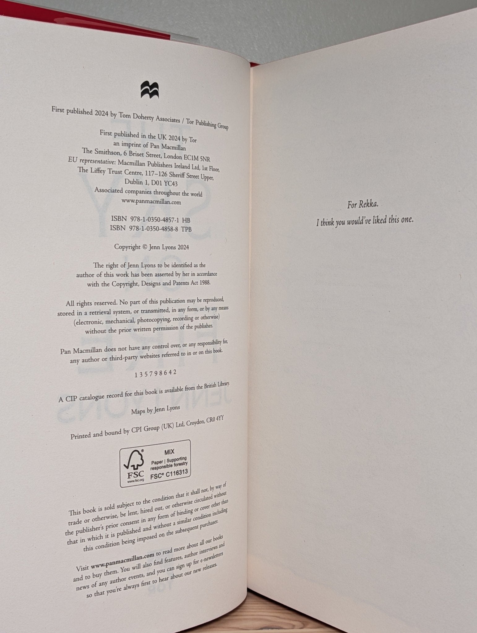 The Sky on Fire; Green Deadly Things by Jenn Lyons (Signed First Edition with sprayed edges) - Fialta Books