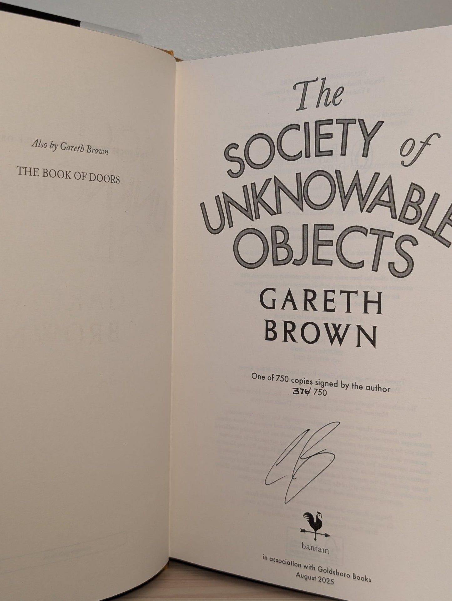 The Society of Unknowable Objects by Gareth Brown (Signed First Edition with sprayed edges) - Fialta Books