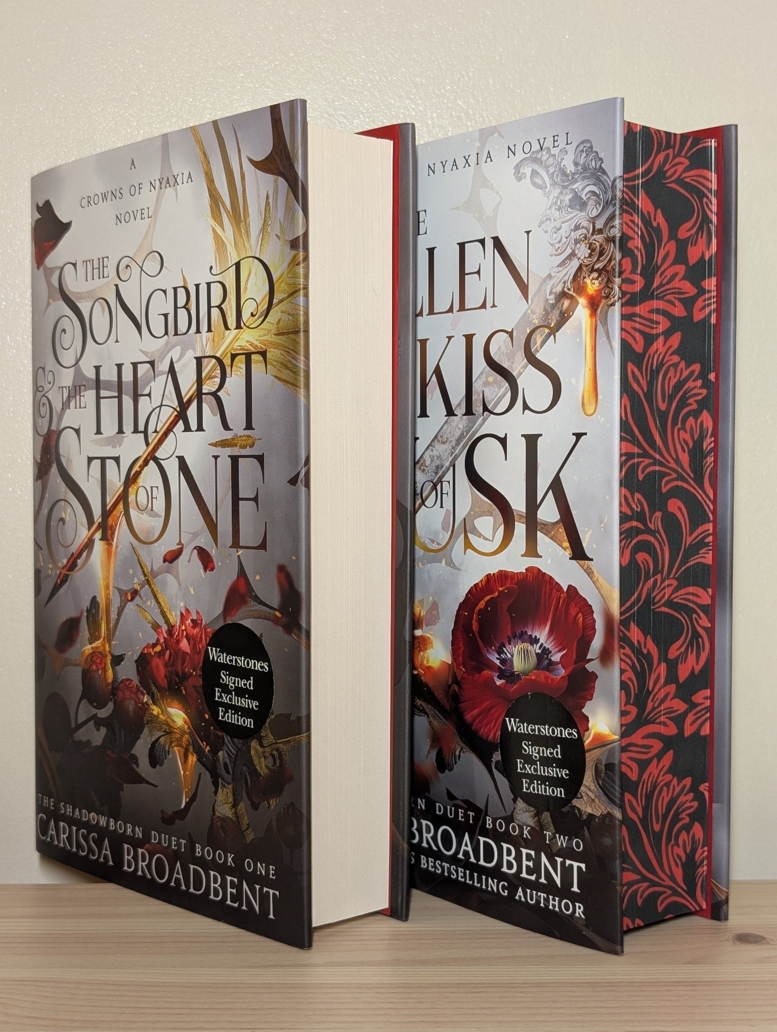 The Songbird and Heart of Stone; Fallen and Kiss of Dusk by Carissa Broadbent (Signed) - Fialta Books