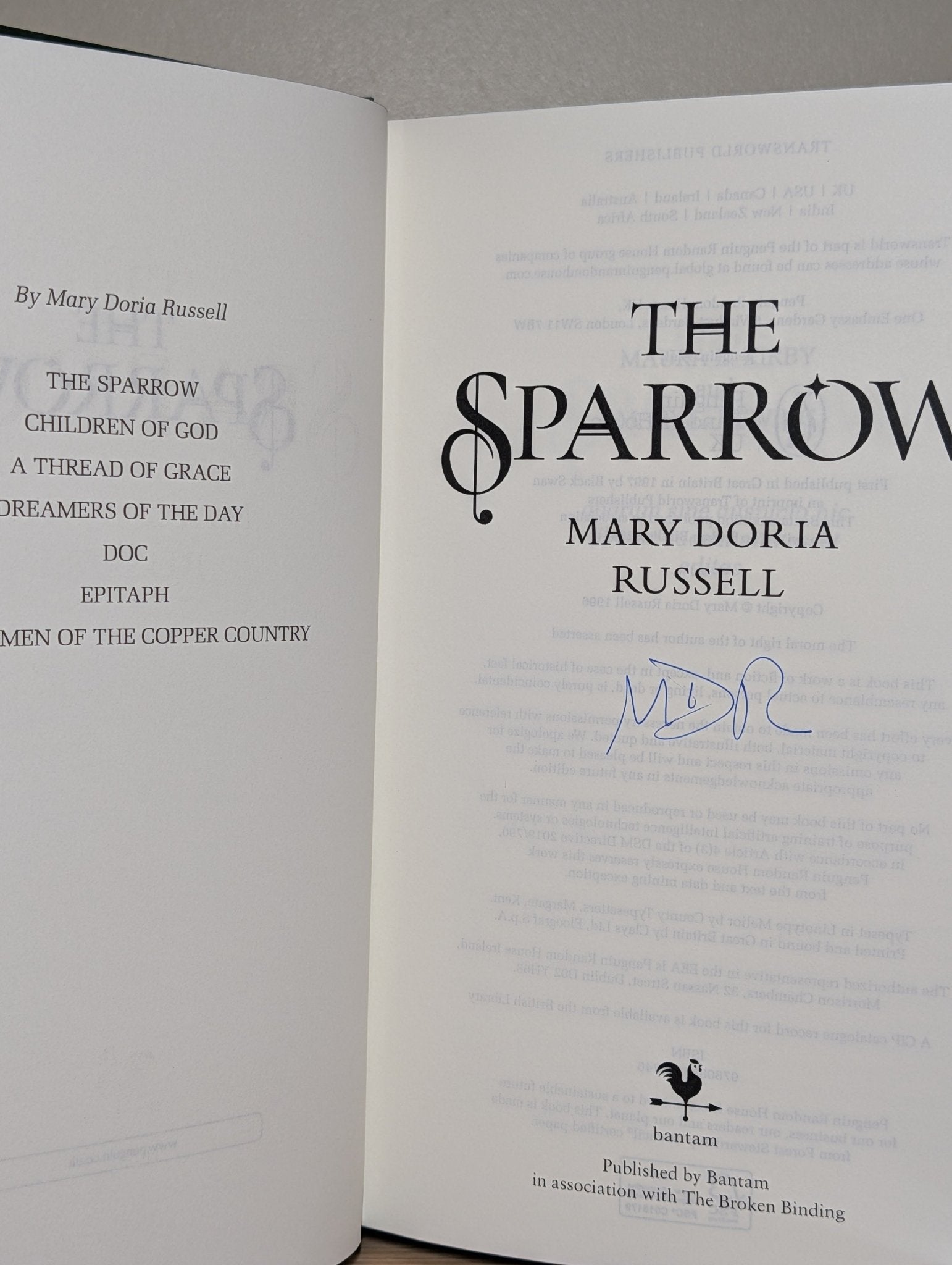 The Sparrow; Children of God by Mary Doria Russell (Signed with sprayed edges) - Fialta Books