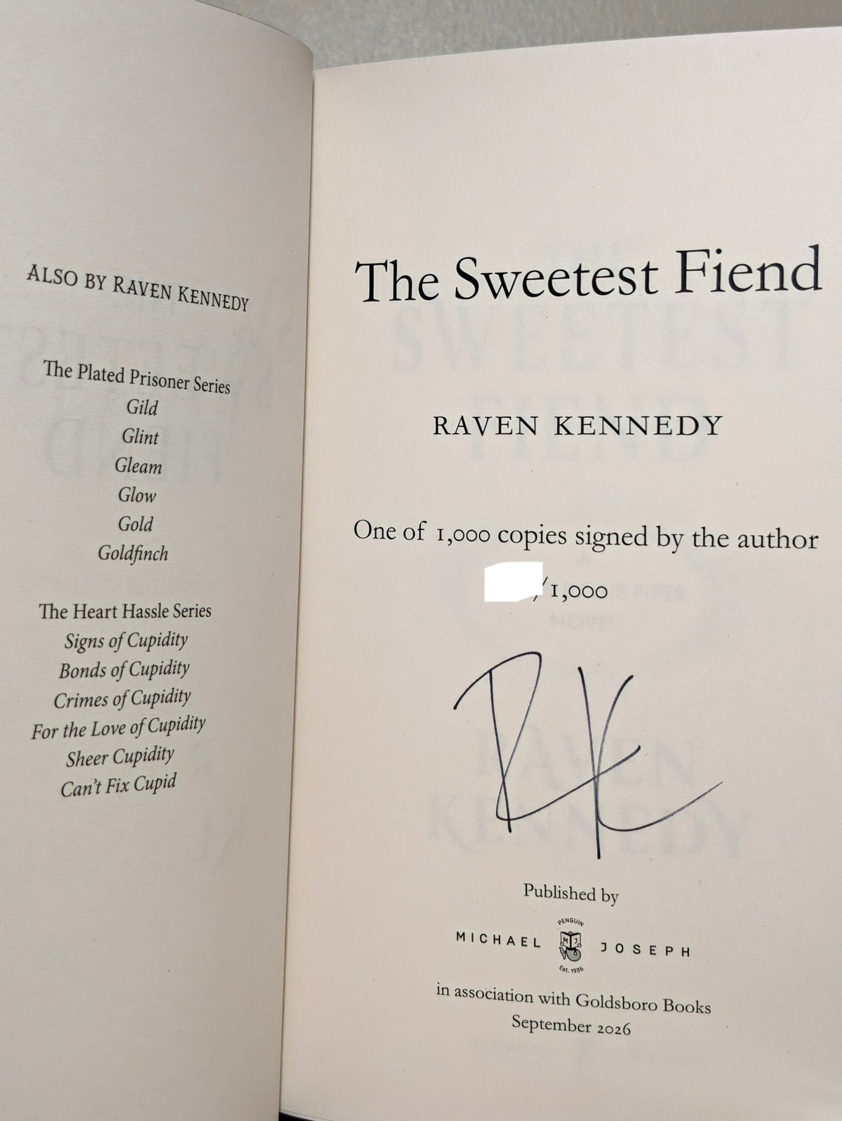 The Sweetest Fiend by Raven Kennedy (Signed Numbered First Edition with sprayed edges) - Fialta Books