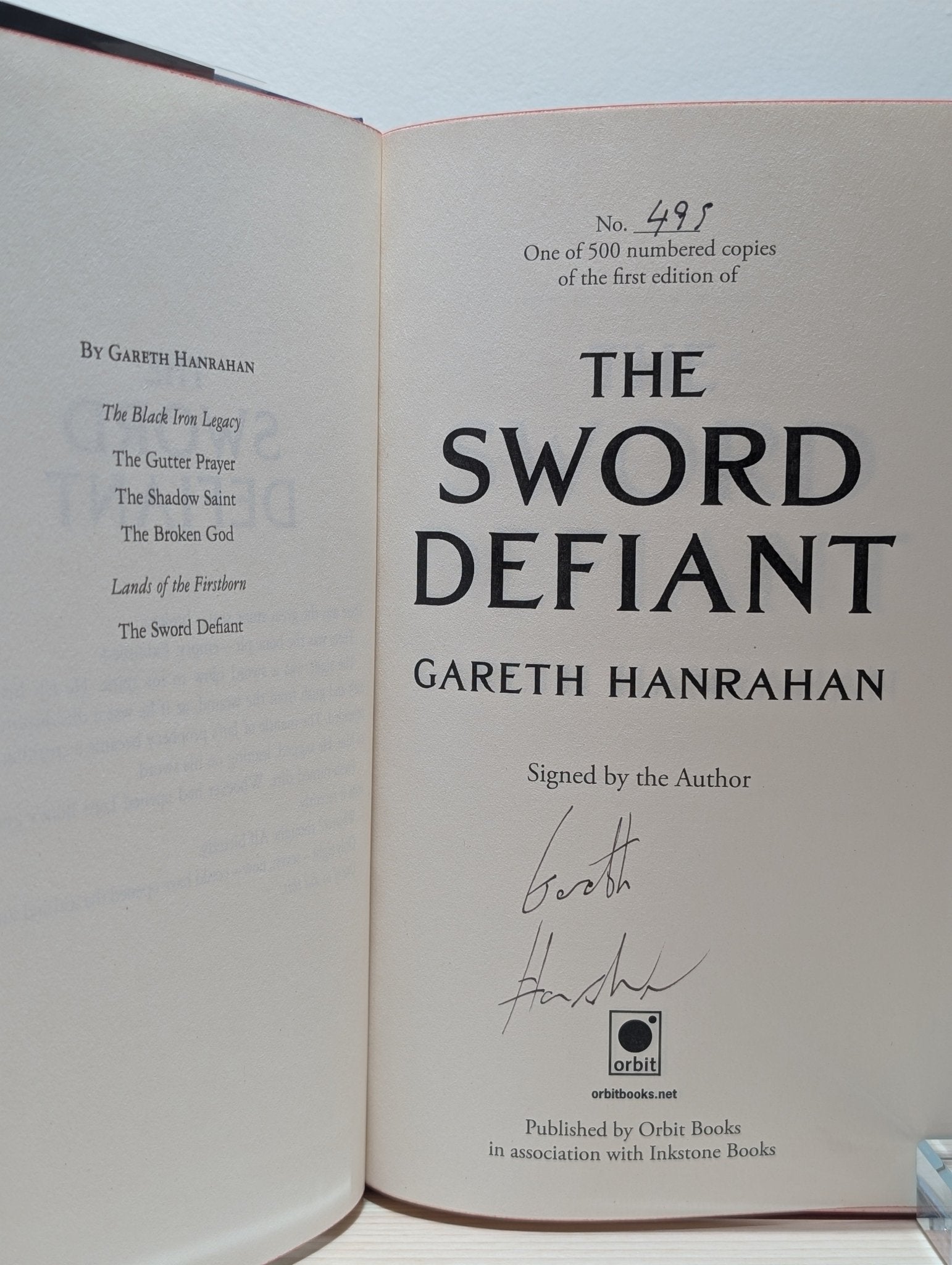 The Sword Defiant; Sword Unbound; Sword Triumphant by Gareth Hanrahan (Signed with sprayed edges) - Fialta Books