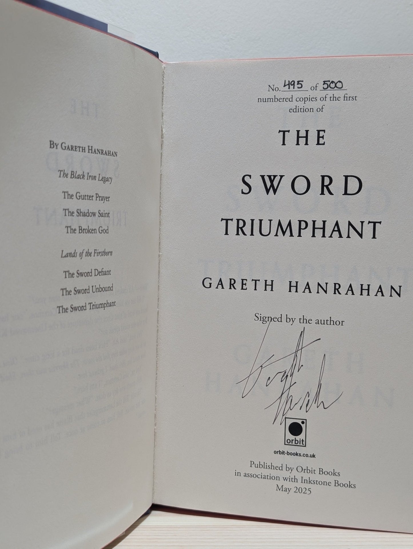 The Sword Defiant; Sword Unbound; Sword Triumphant by Gareth Hanrahan (Signed with sprayed edges) - Fialta Books