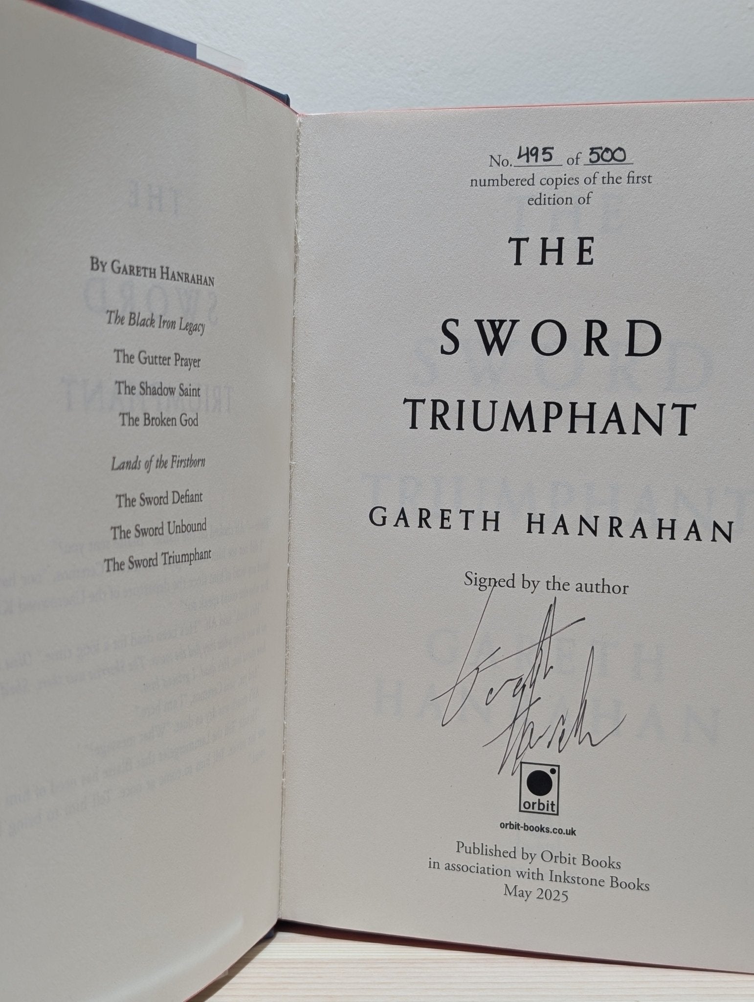 The Sword Defiant; Sword Unbound; Sword Triumphant by Gareth Hanrahan (Signed with sprayed edges) - Fialta Books
