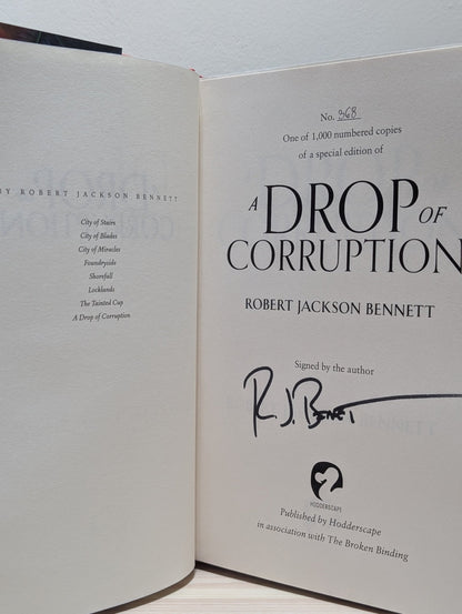 The Tainted Cup; A Drop of Corruption by Robert Jackson Bennett (Signed Numbered First Edition Set with sprayed edges) - Fialta Books