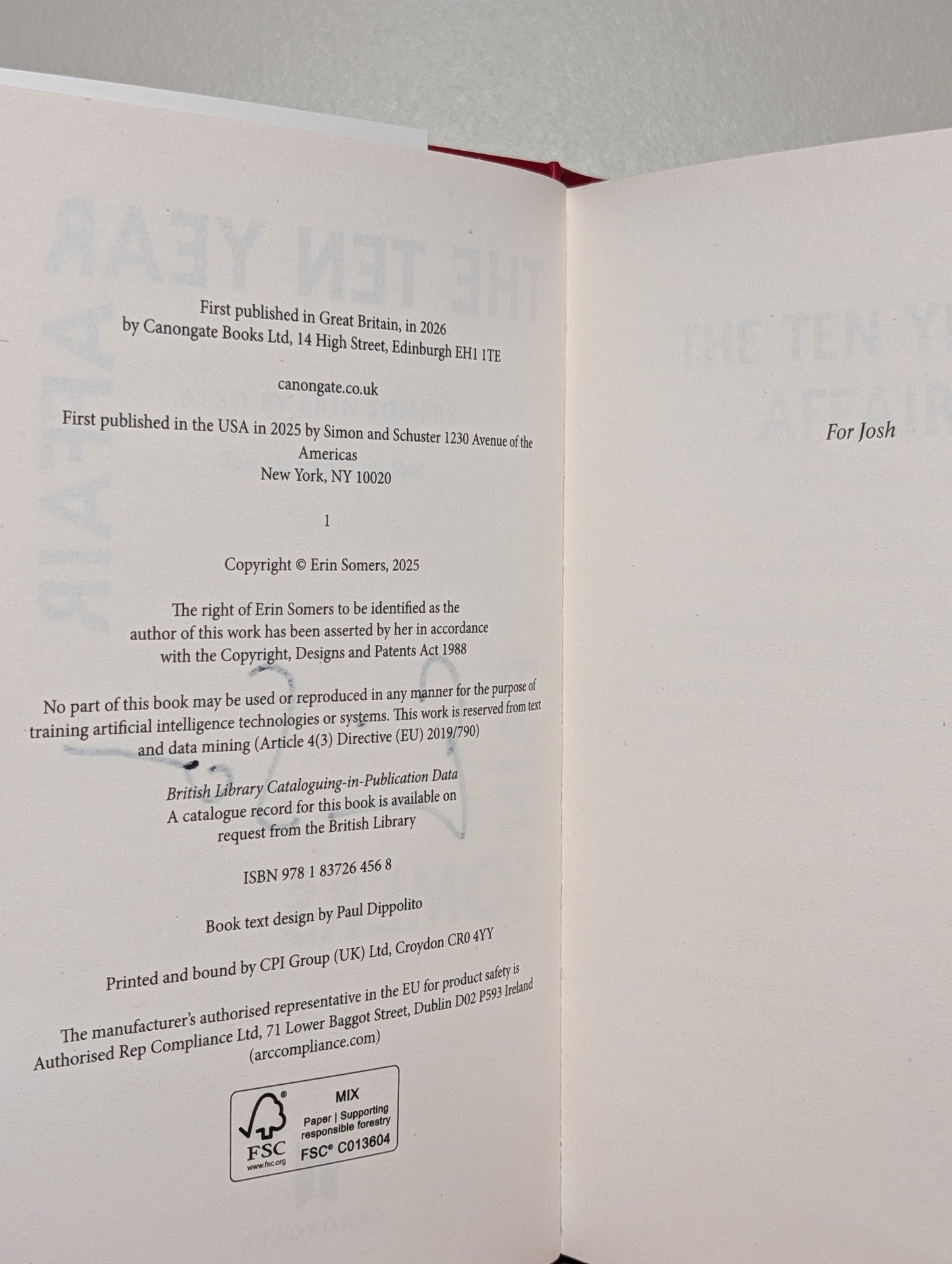 The Ten Year Affair by Erin Somers (Signed First Edition) - Fialta Books