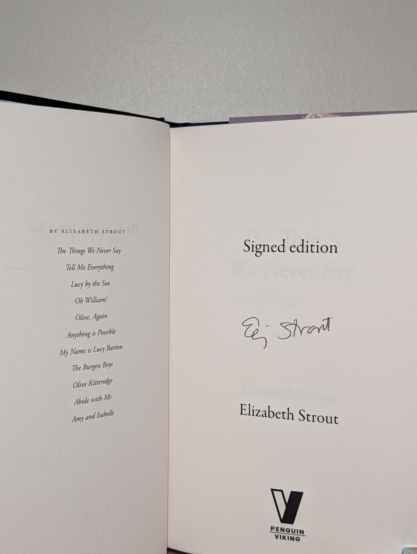 The Things We Never Say by Elizabeth Strout (Signed First Edition) - Fialta Books
