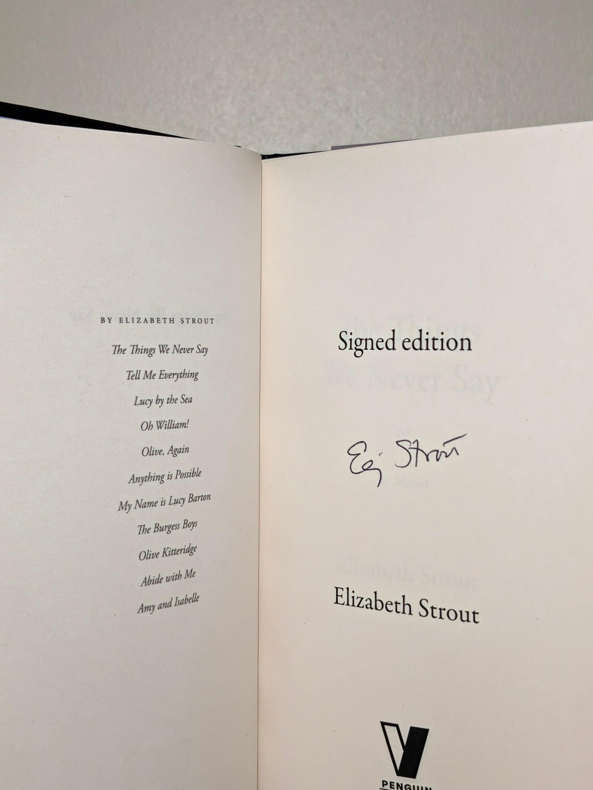 The Things We Never Say by Elizabeth Strout (Signed First Edition) - Fialta Books