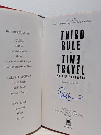 The Third Rule of Time Travel by Philip Fracassi (Signed First Edition with sprayed edges) - Fialta Books