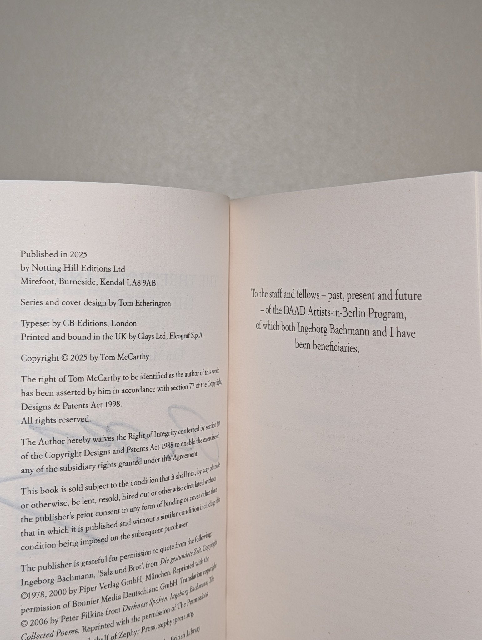 The Threshold and the Ledger by Tom McCarthy (Signed First Edition) - Fialta Books