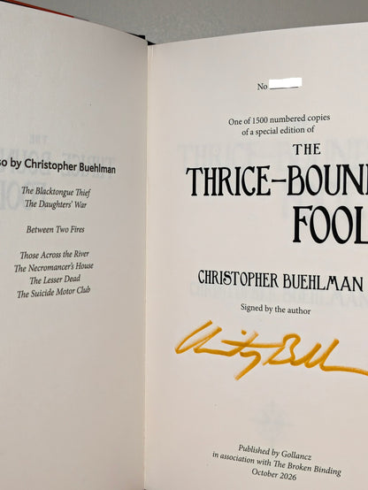 The Thrice-Bound Fool by Christopher Buehlman (Signed First Edition with sprayed edges) - Fialta Books